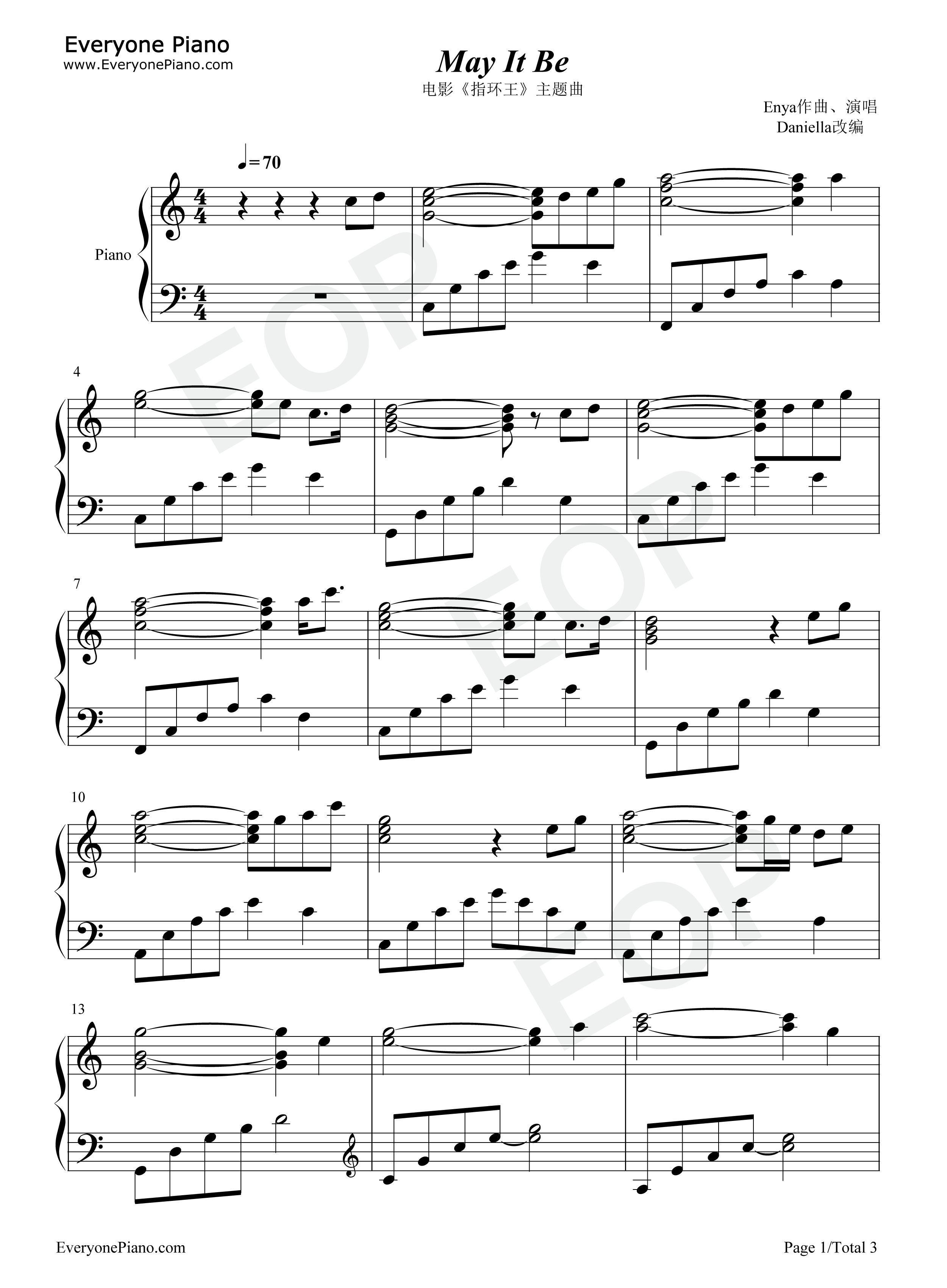 May_It_Be钢琴谱_Enya