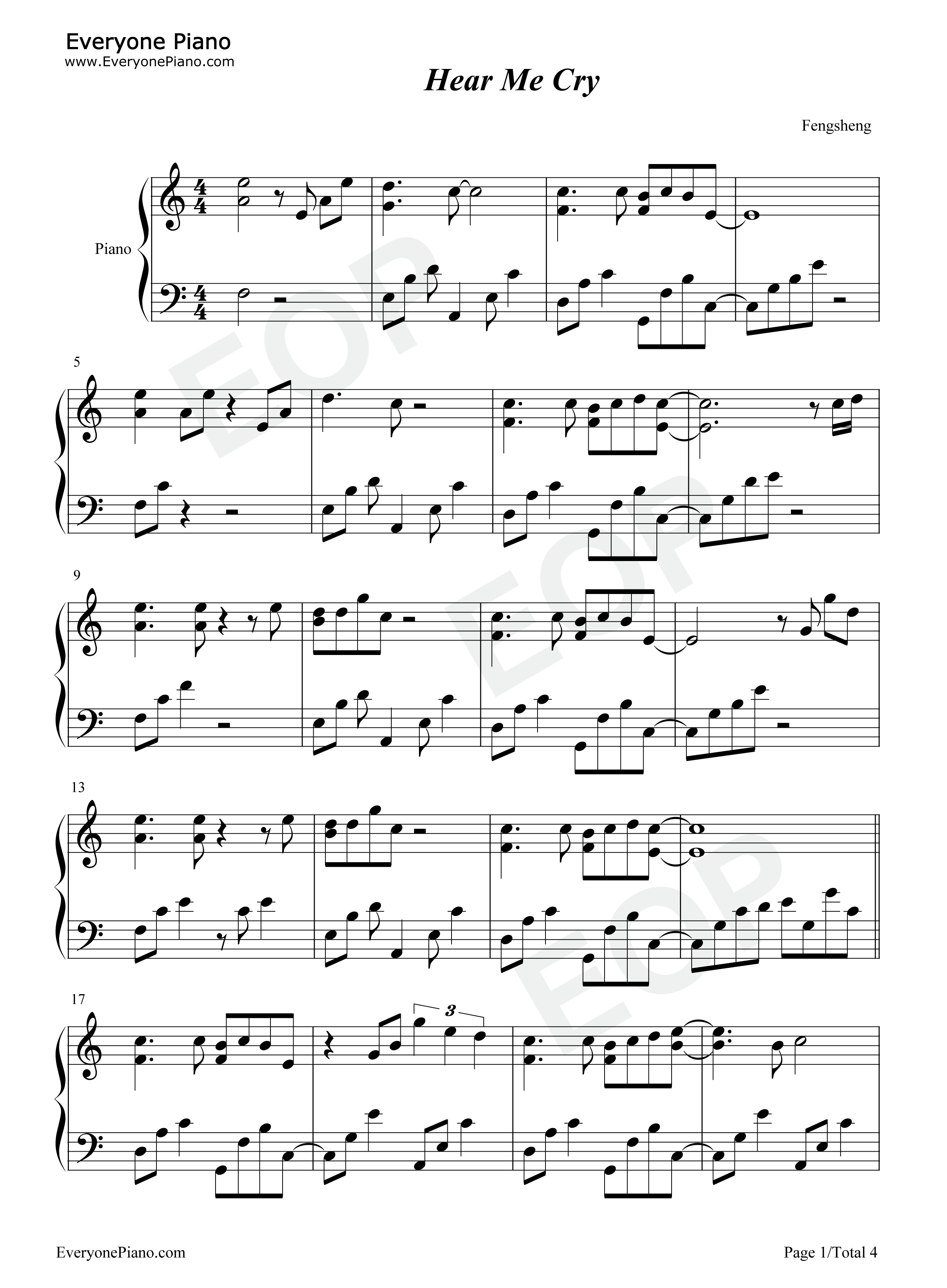 Hear_Me_Cry钢琴谱_CAGNET