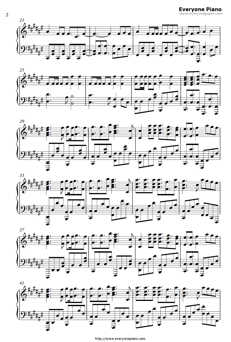 ニブンノイチ钢琴谱_BACK_ON