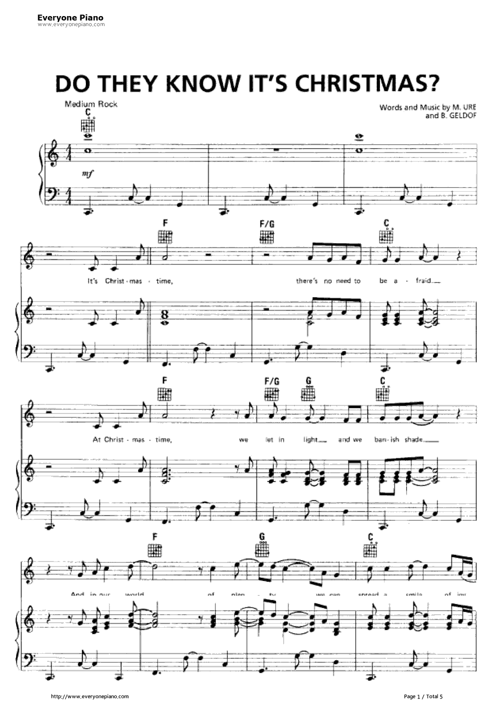 Do_They_Know_It's_Christmas钢琴谱_Band_Aid