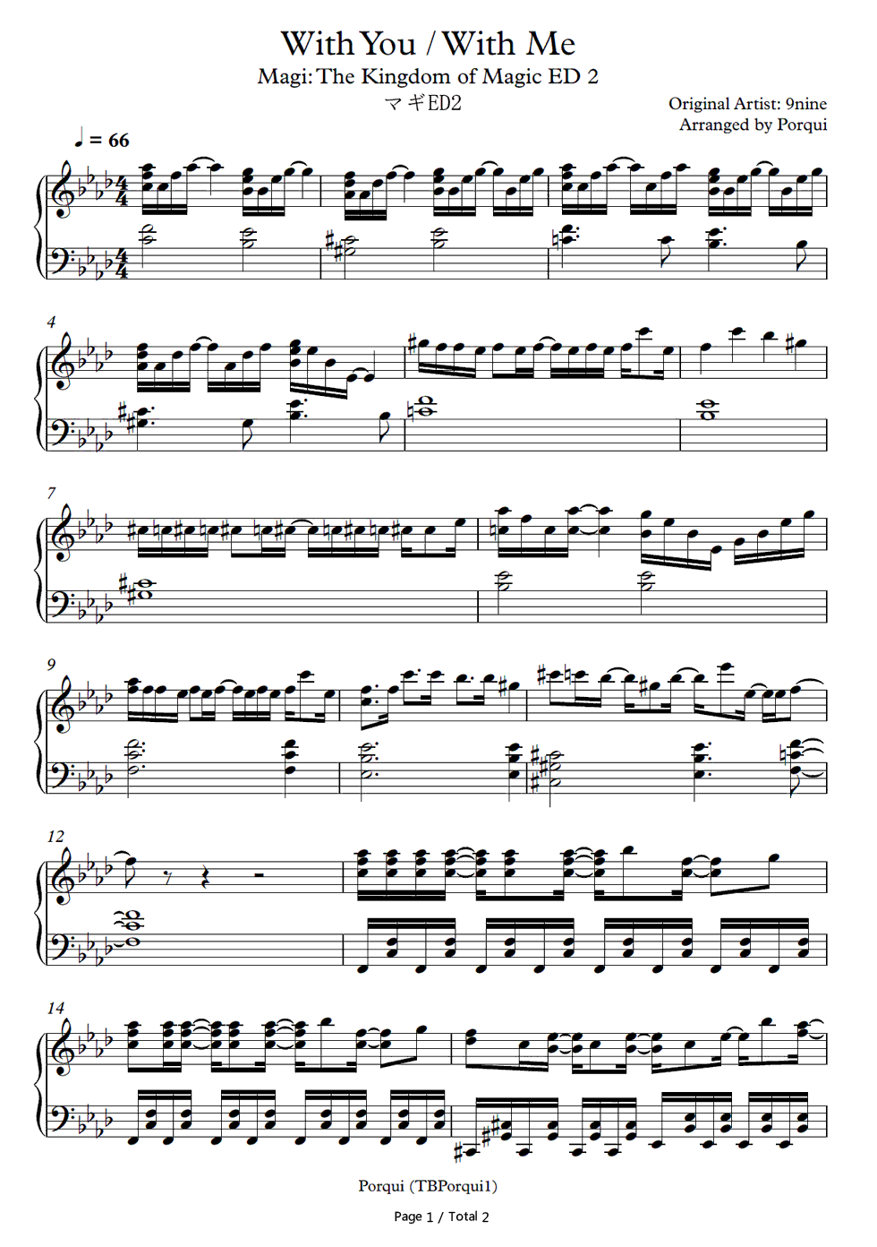 With_You_With_Me钢琴谱_9nine