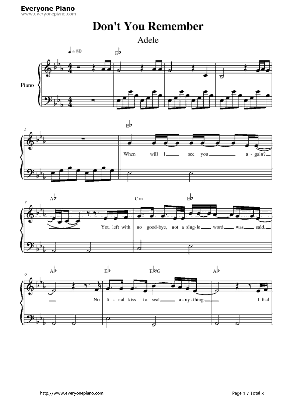 Don't_You_Remember钢琴谱_Adele