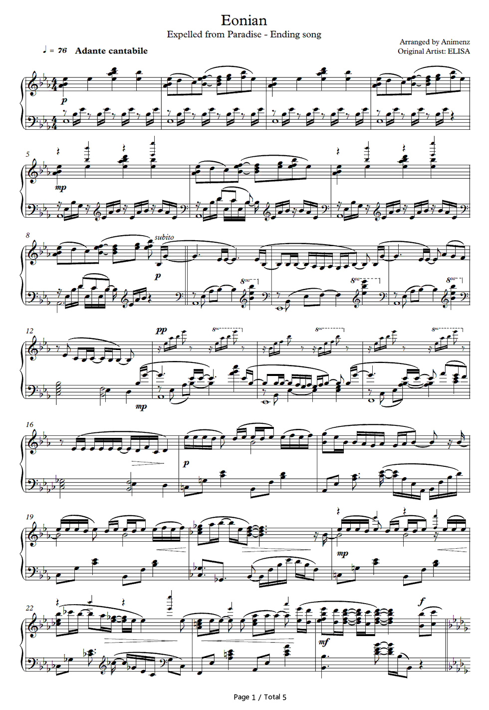 EONIAN_钢琴谱_ELISA