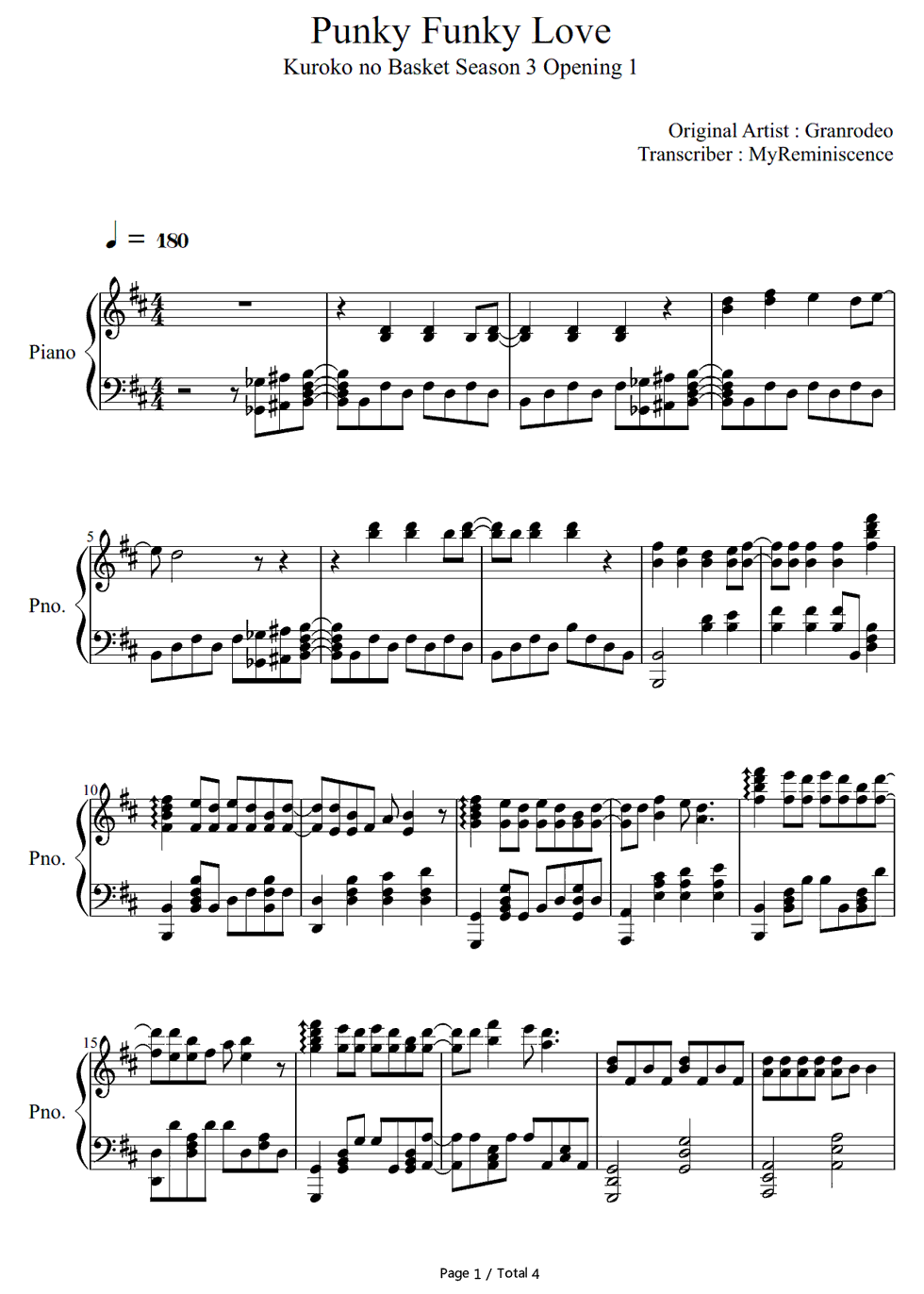 Punky_Funky_Love钢琴谱_GRANRODEO