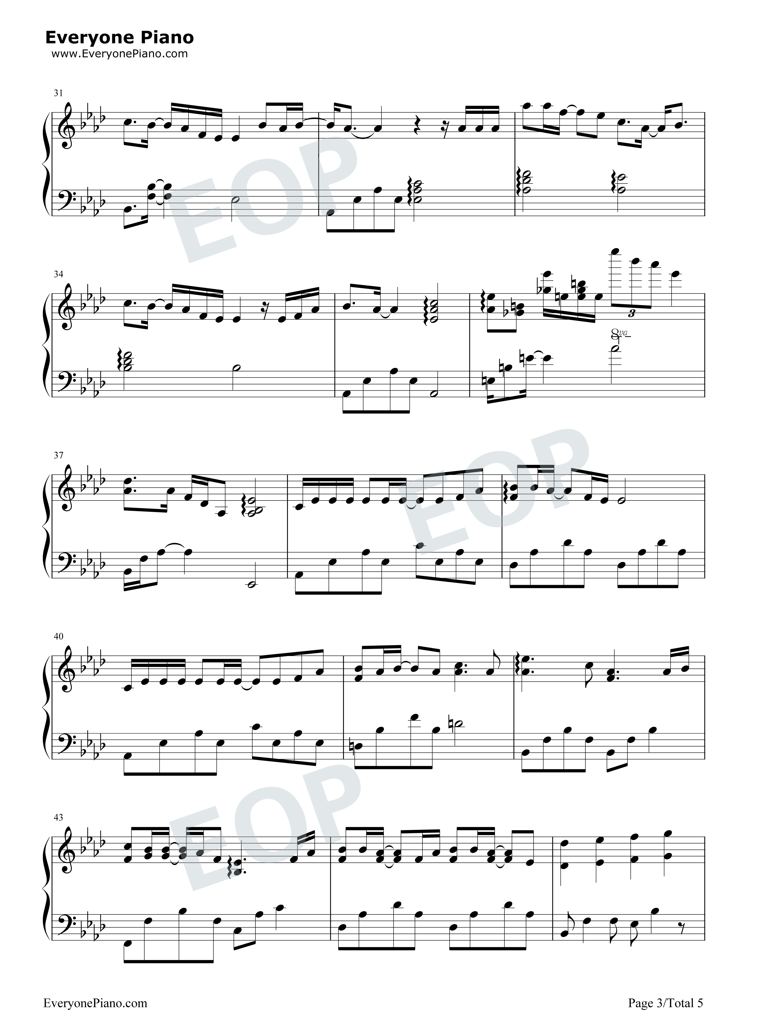 My_Sunshine钢琴谱_张杰