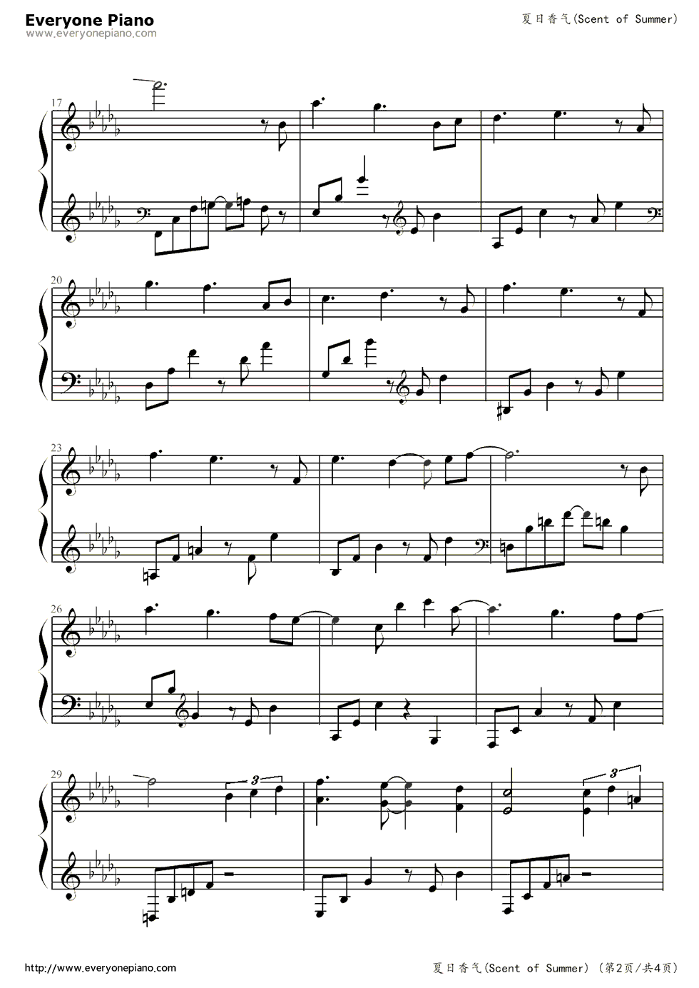 _夏日香气_主题曲钢琴谱_郑仁浩