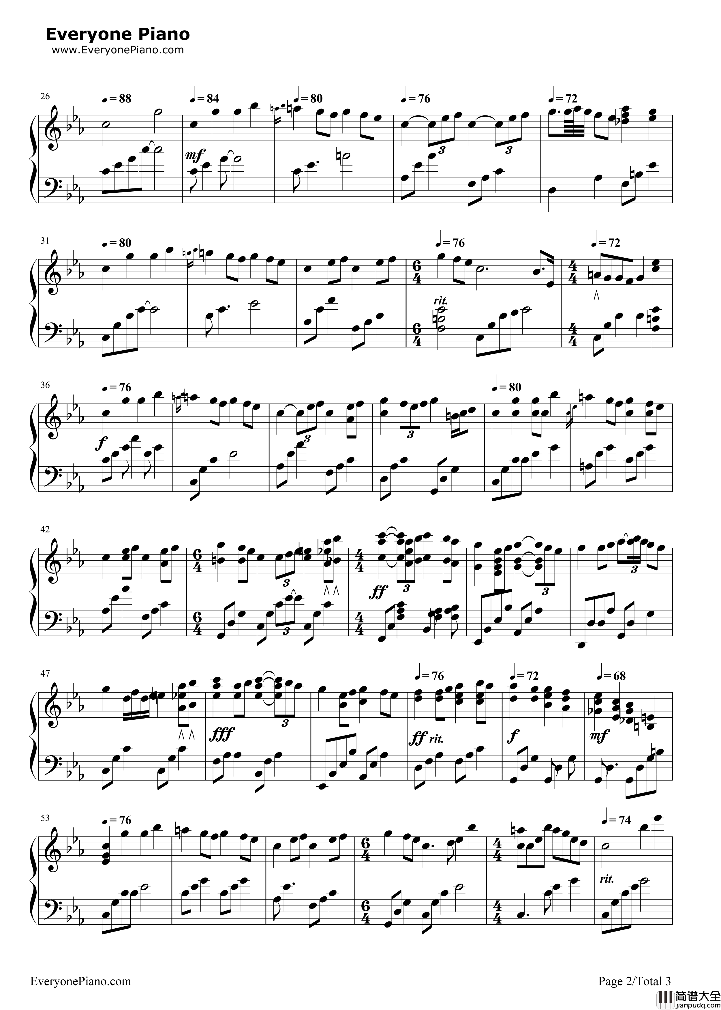 うたわれるもの钢琴谱_仲村美悠_安瀬圣