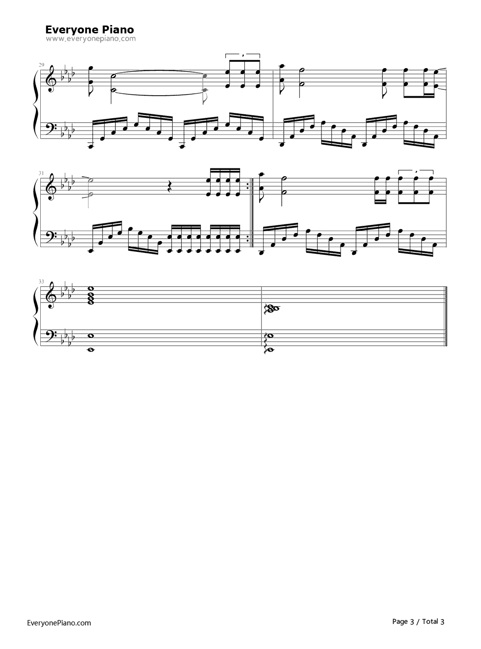 勿忘心安钢琴谱_张杰