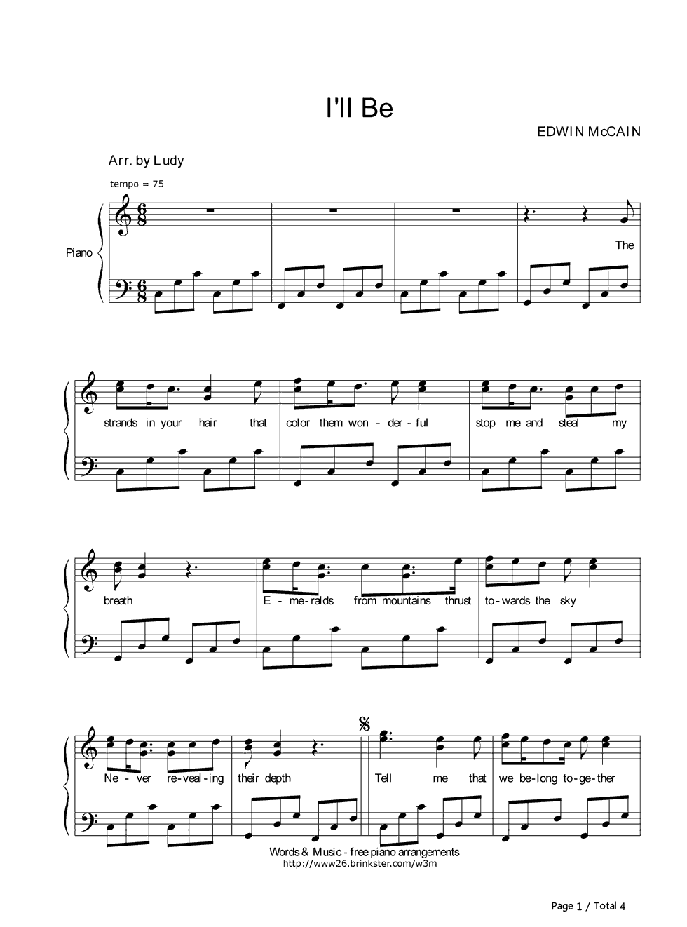 I'll_Be钢琴谱_Edwin_McCain
