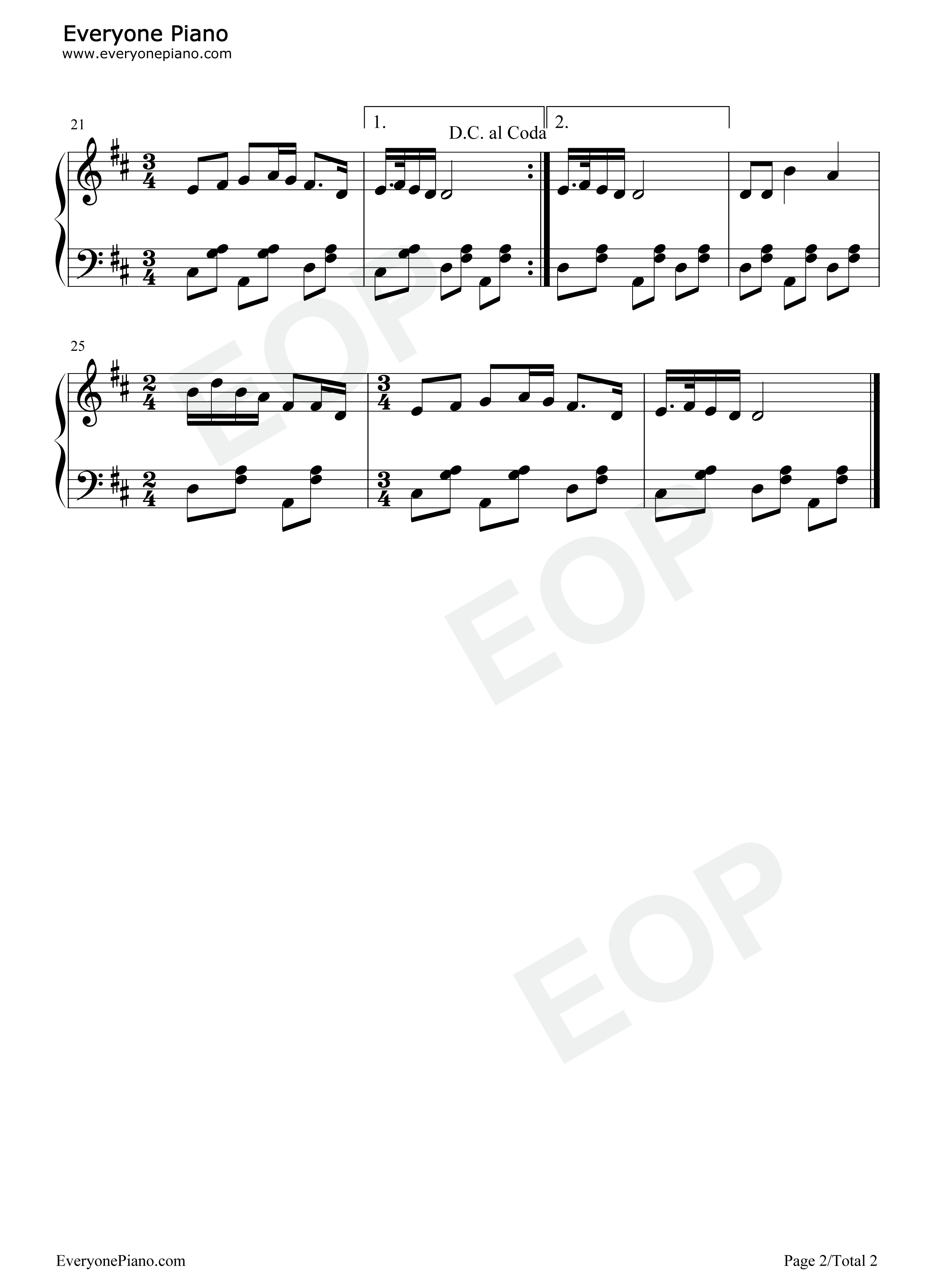 美丽的姑娘钢琴谱_未知