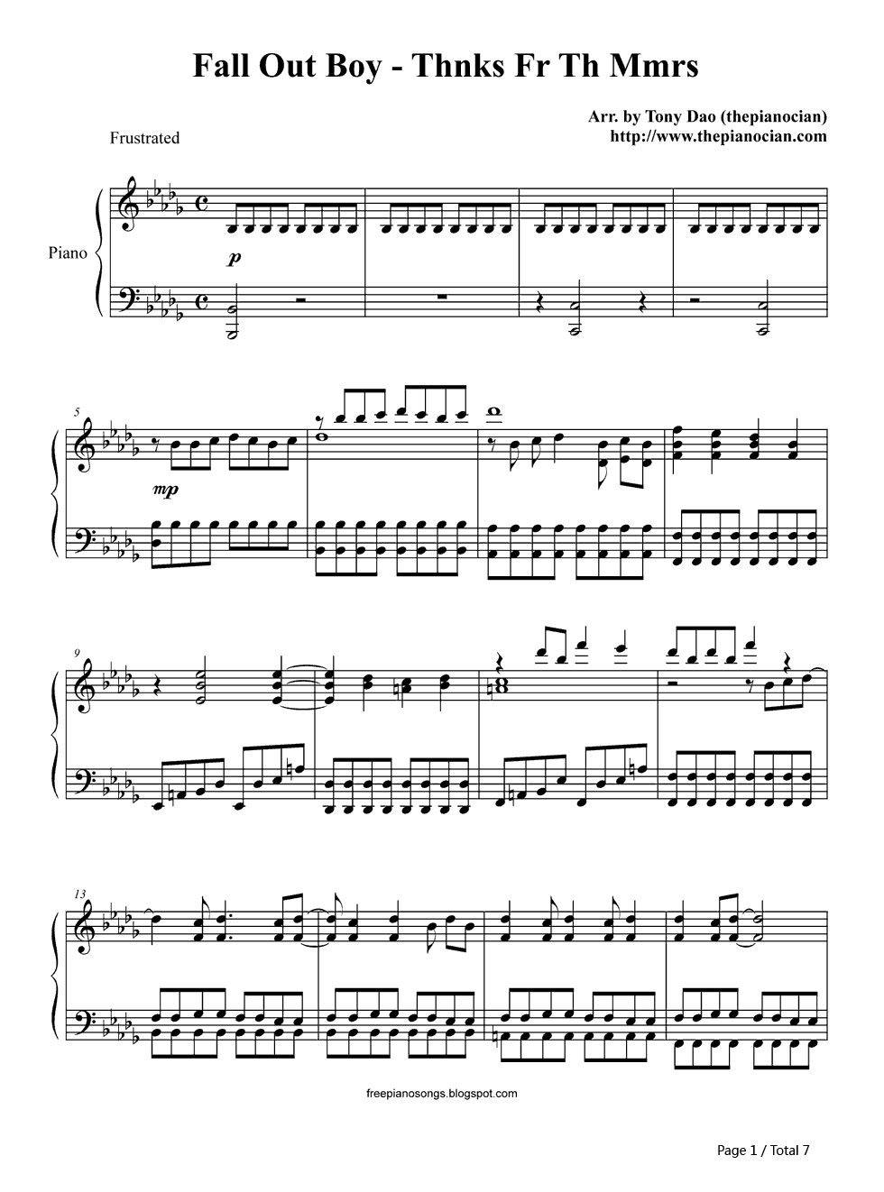 Thnks_fr_th_Mmrs钢琴谱_Fall_Out_Boy