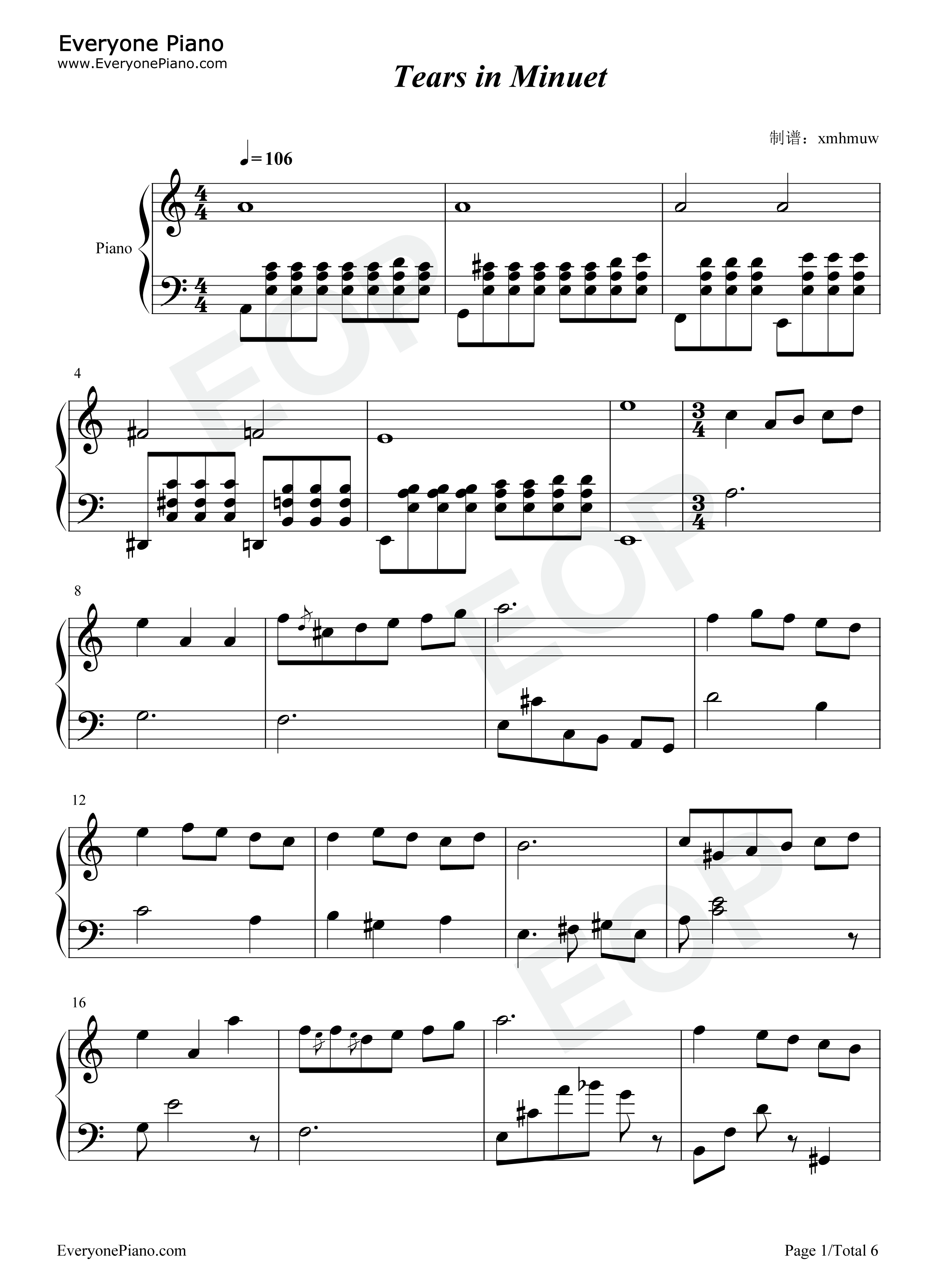 Tears_in_Minuet钢琴谱_Various_Artists