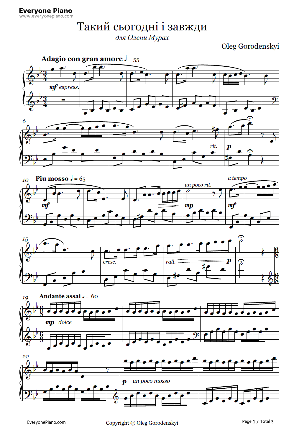 Today_I'm_the_same_as_ever钢琴谱_Oleg_Gorodenskyi