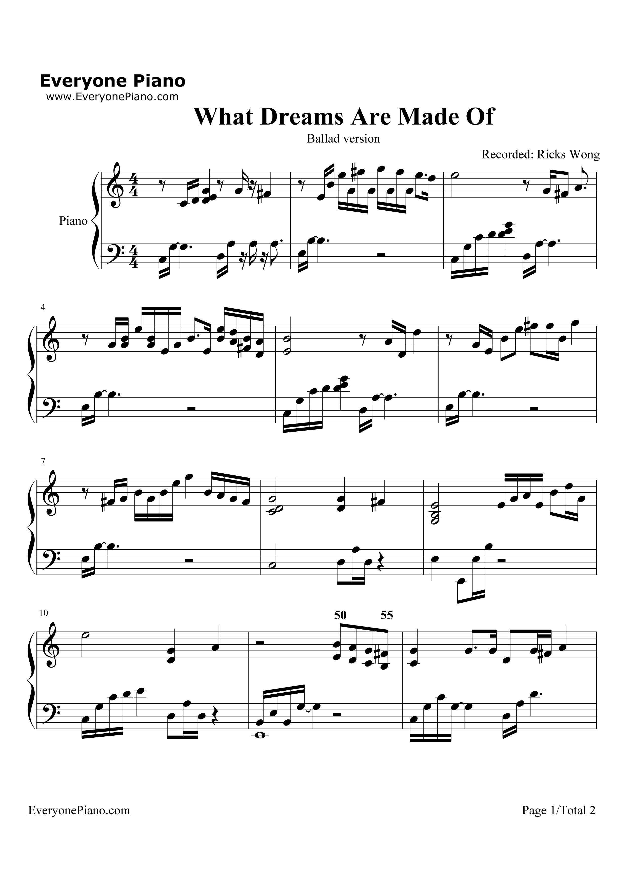 What_Dreams_Are_Made_Of钢琴谱_Hilary_Duff