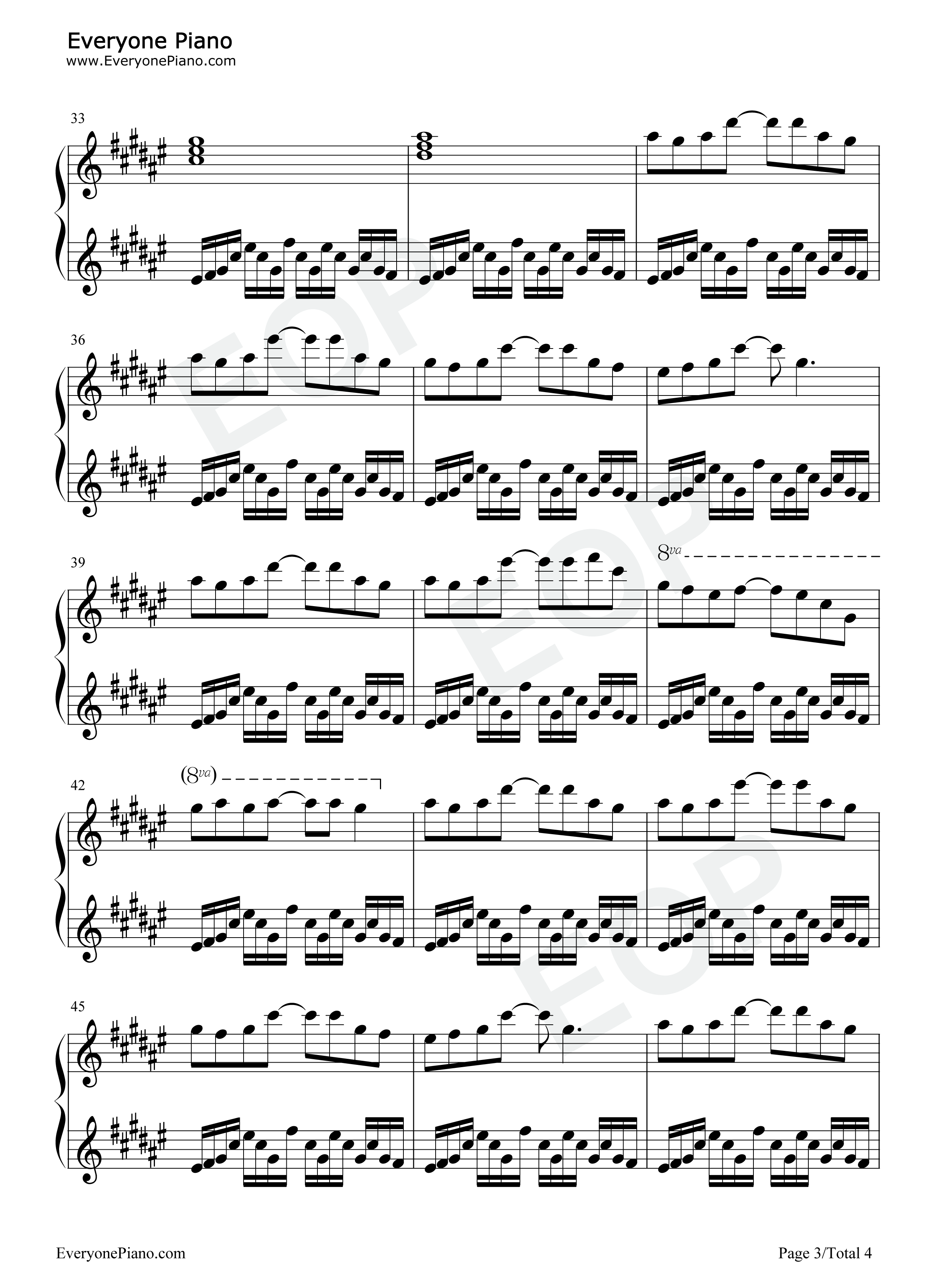 アゲイン钢琴谱_横山克