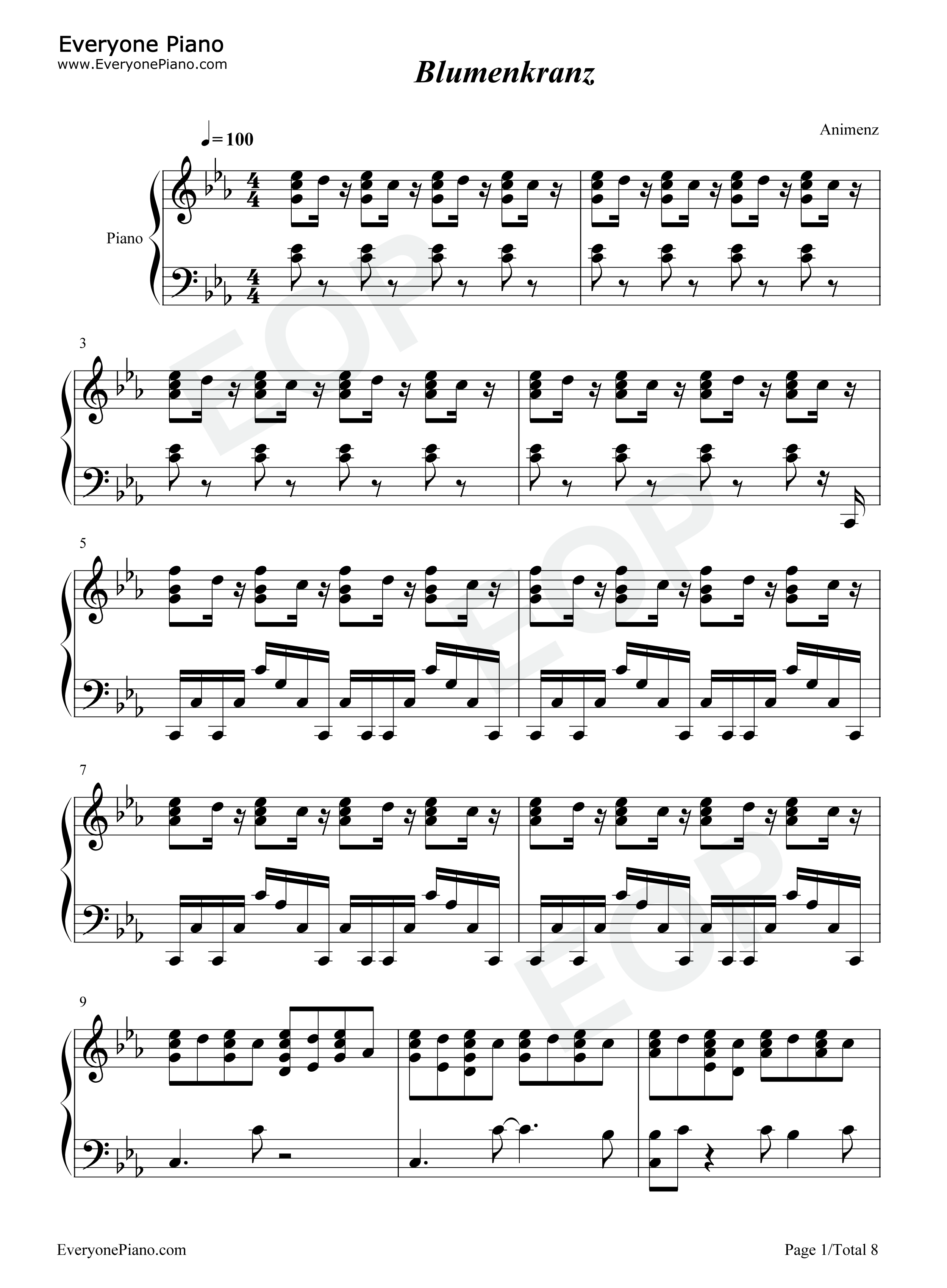Blumenkranz钢琴谱_Cyua