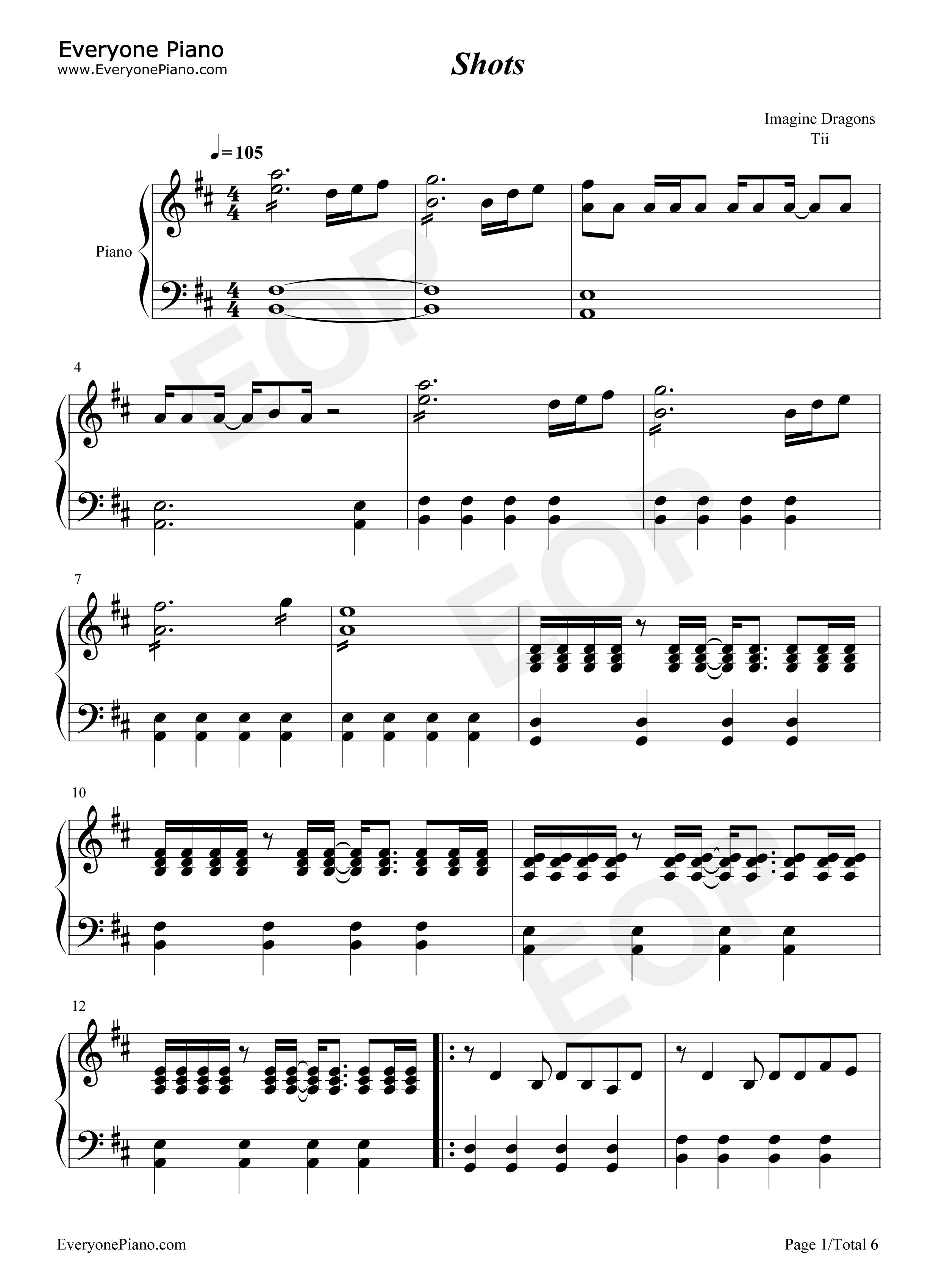 Shots钢琴谱_Imagine_Dragons