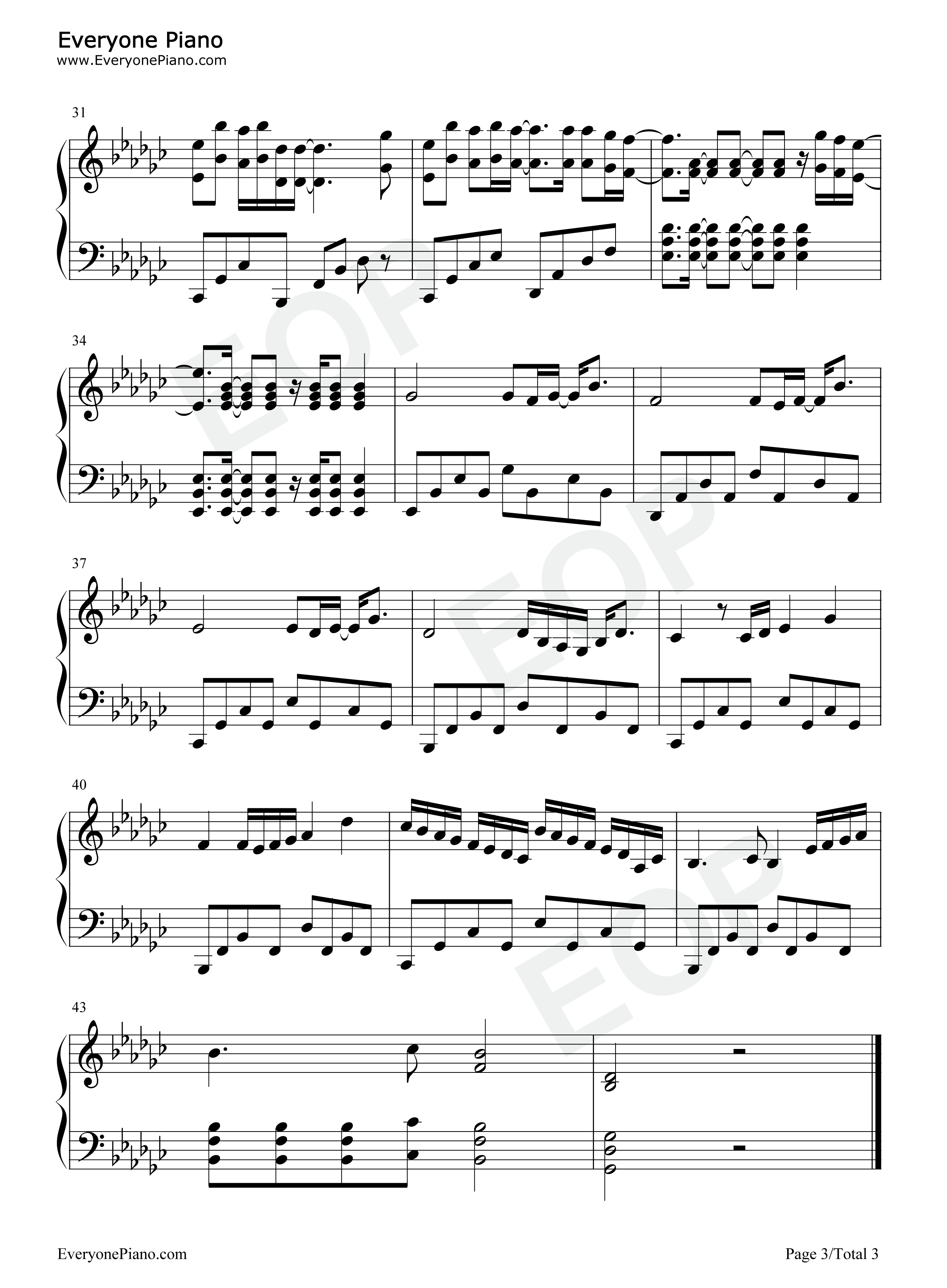 アシタノヒカリ钢琴谱_AAA