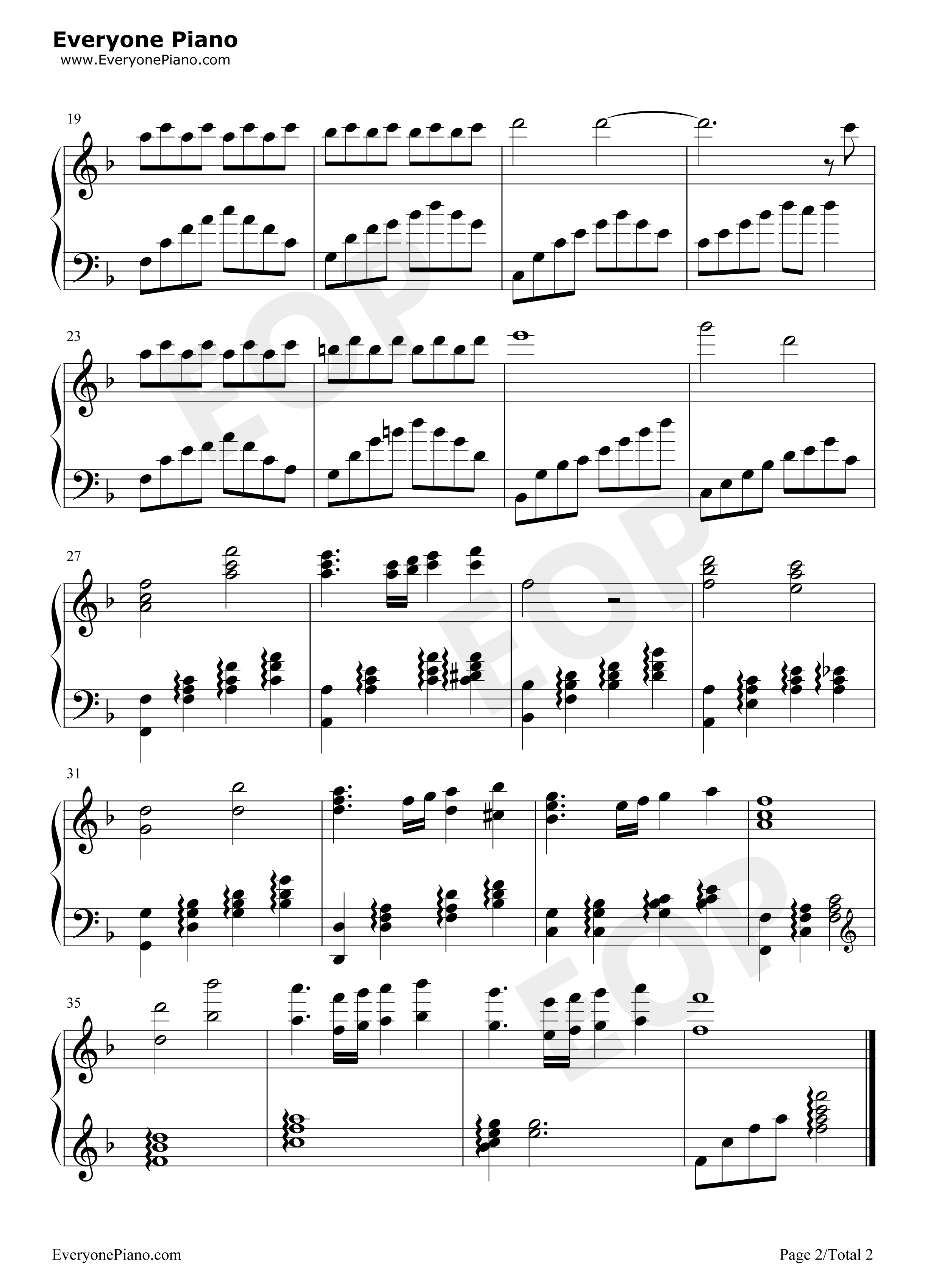 飞越彩虹钢琴谱_Nana_Mouskouri