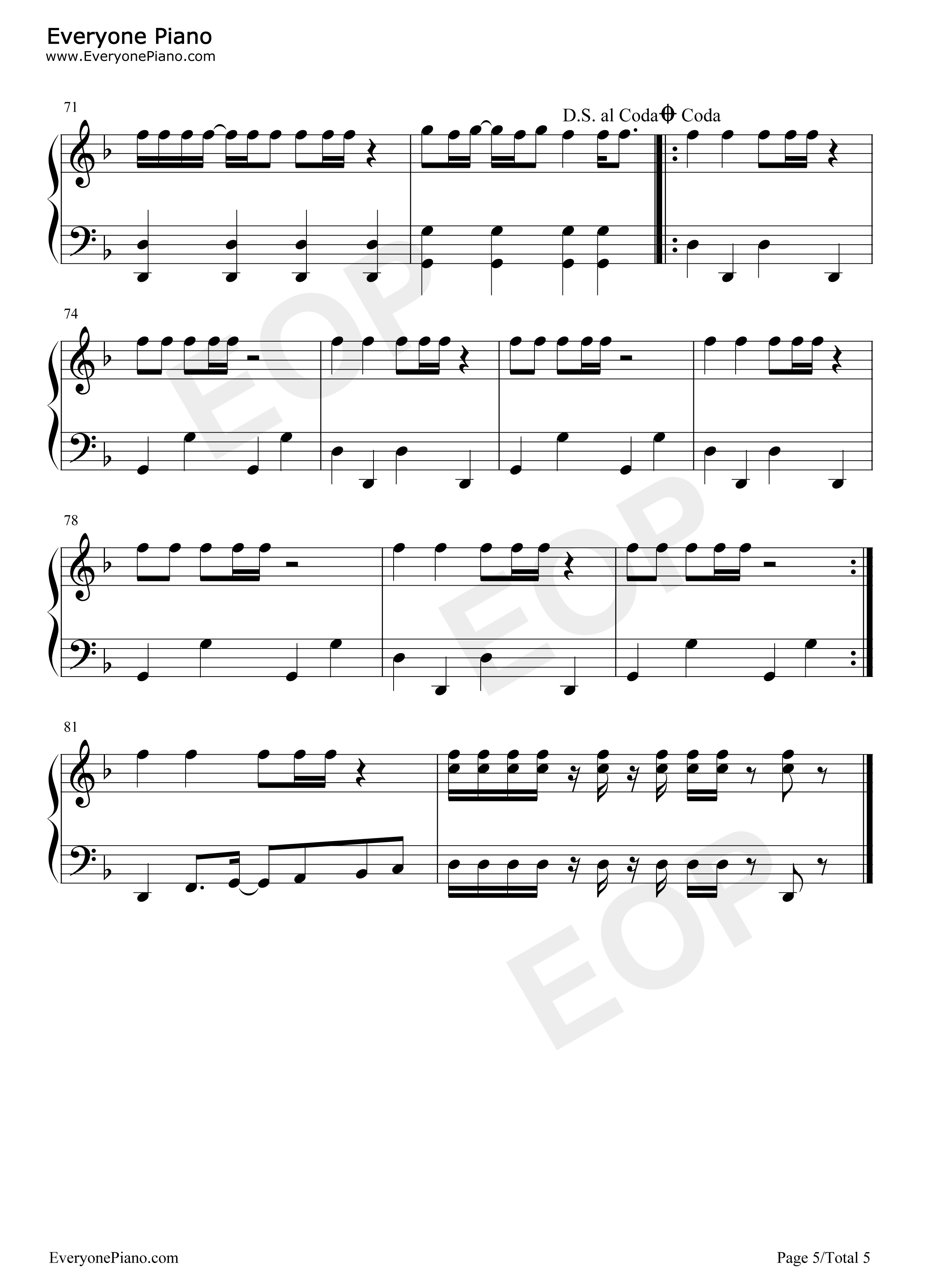 Uptown_Funk钢琴谱_Mark_Ronson_&_Bruno_Mars