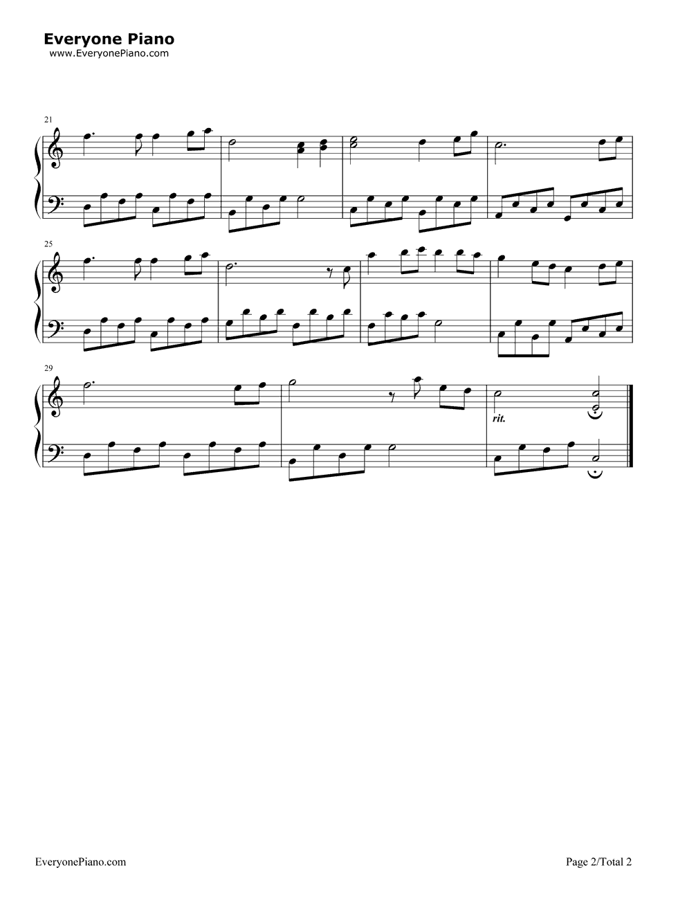 One_Moment_in_Time钢琴谱_Whitney_Houston