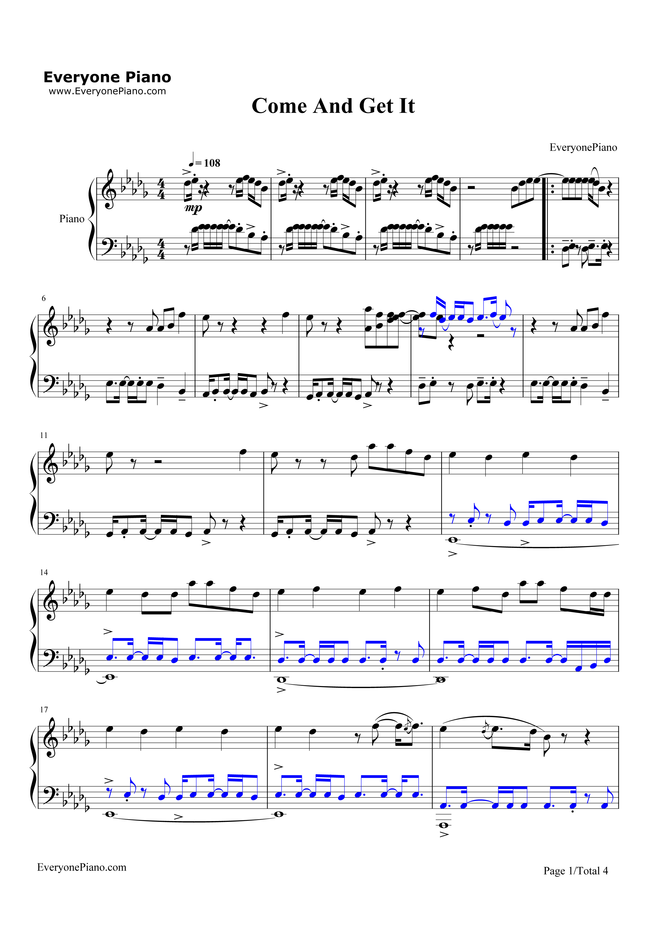 Come_and_Get_It钢琴谱_John_Newman