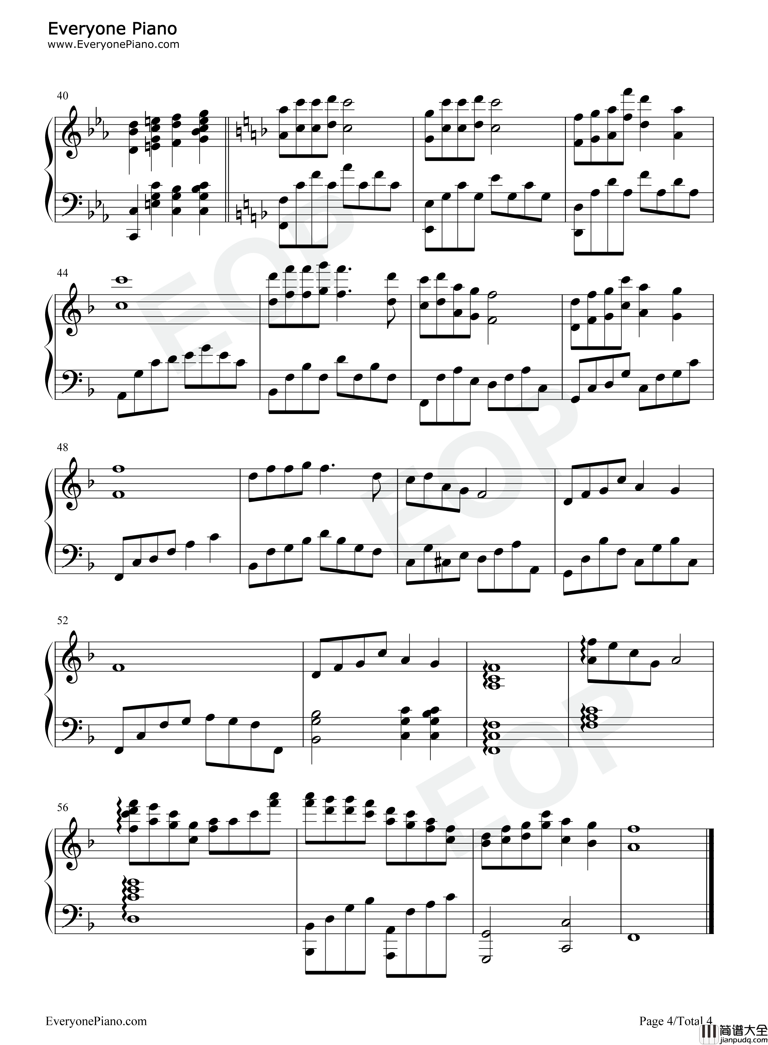 女人花完整版钢琴谱_梅艳芳