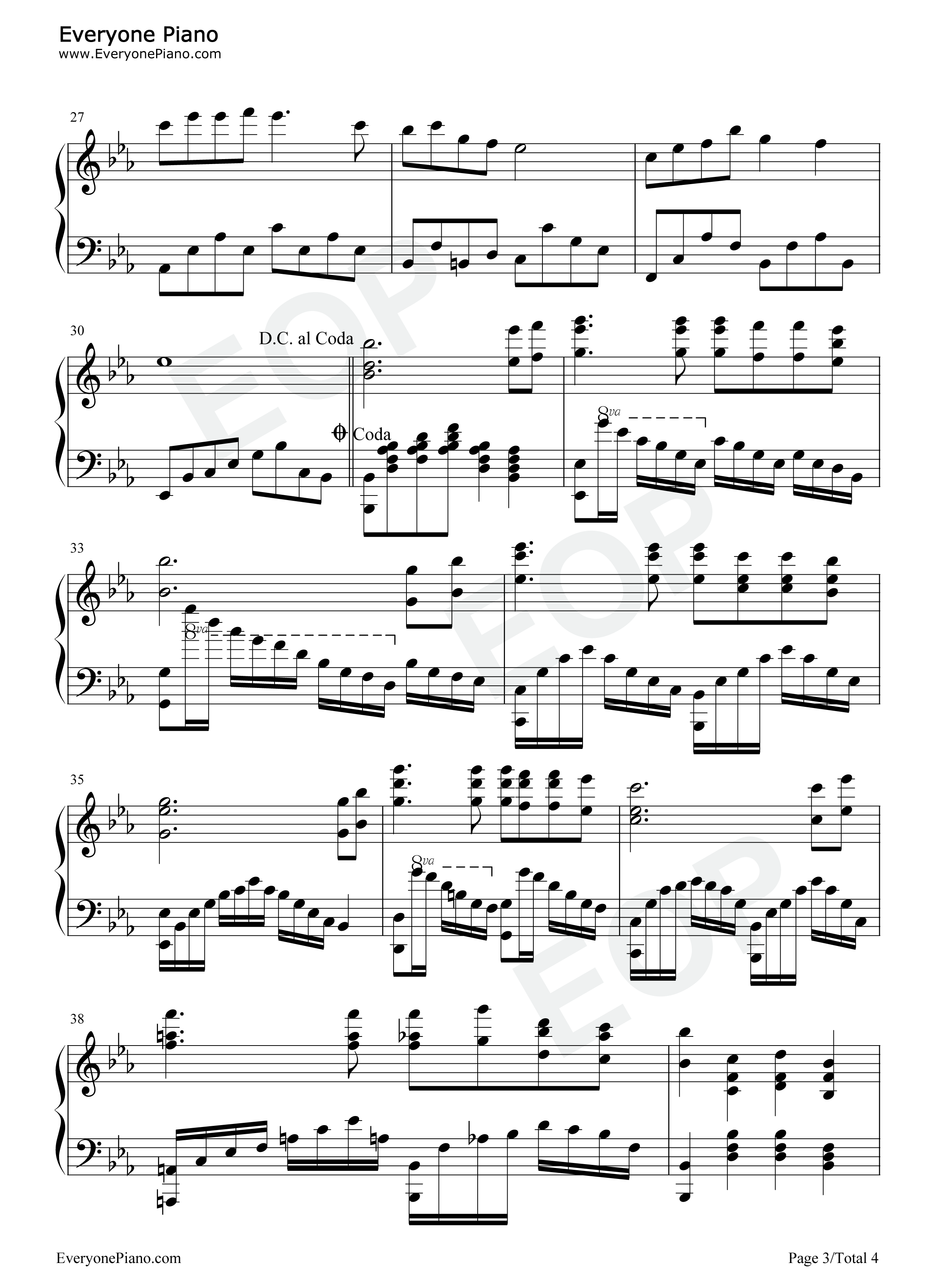 女人花完整版钢琴谱_梅艳芳