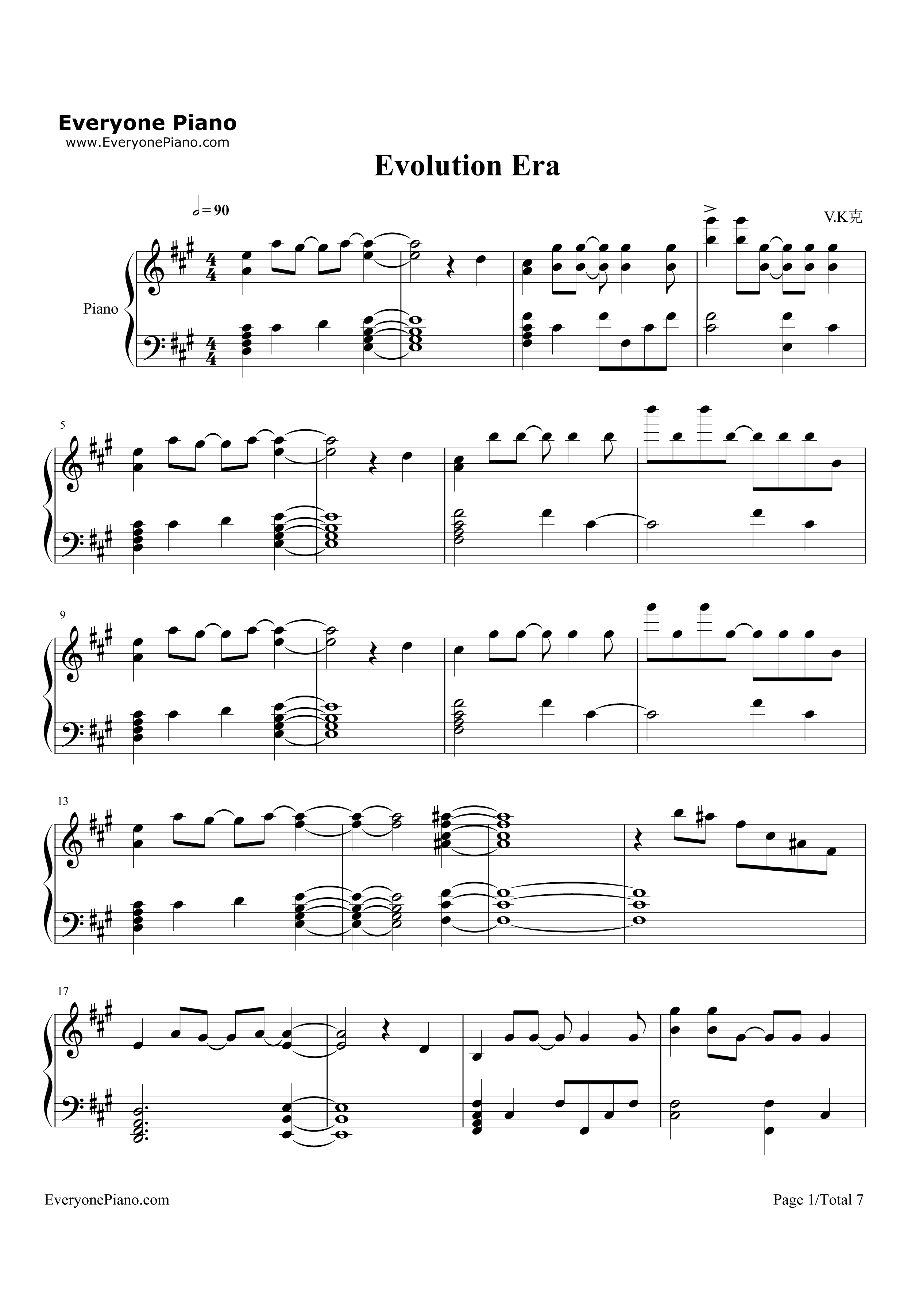 Evolution_Era钢琴谱_V.K克