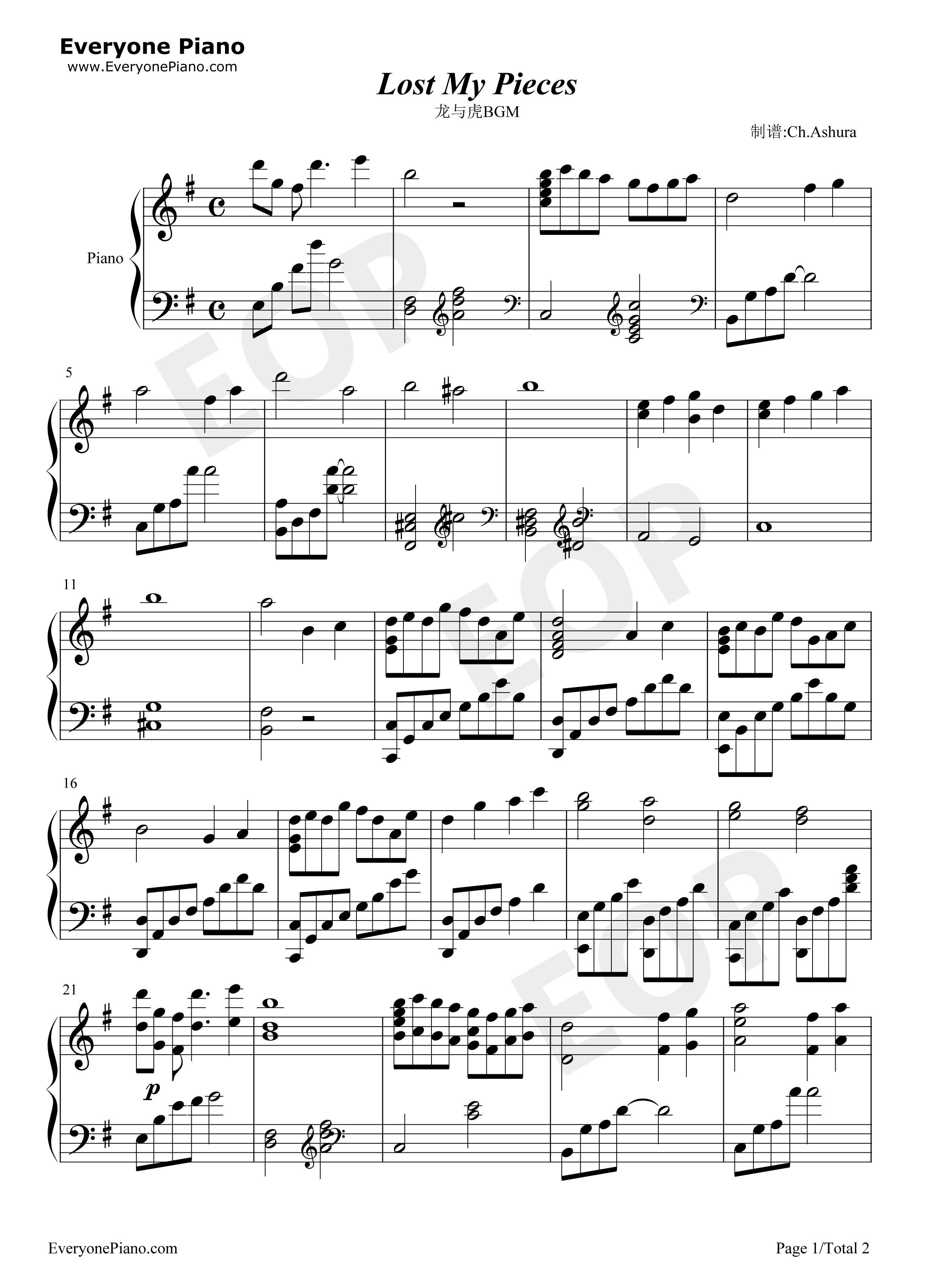 lost_my_pieces钢琴谱_未知