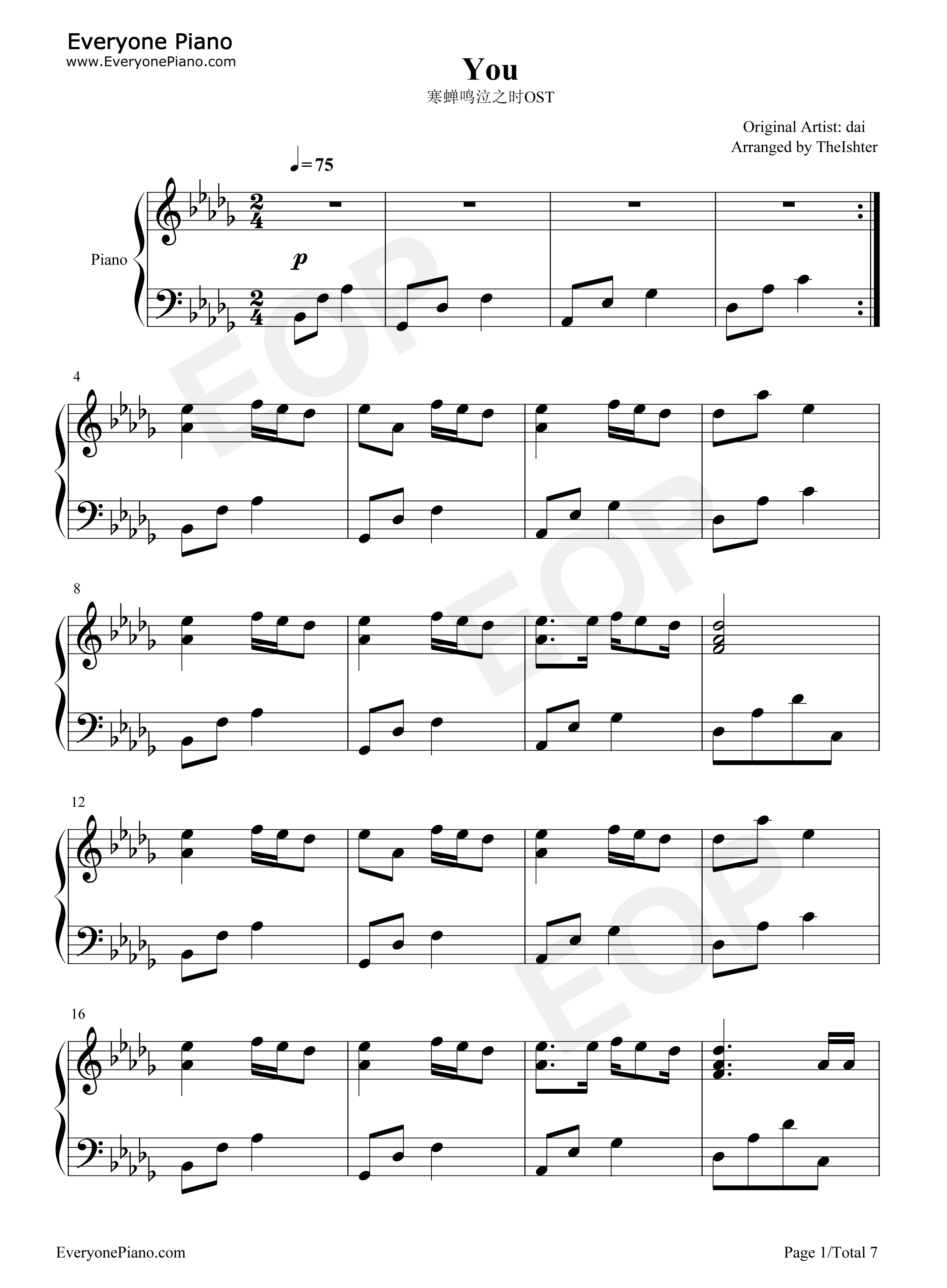 You钢琴谱_dai