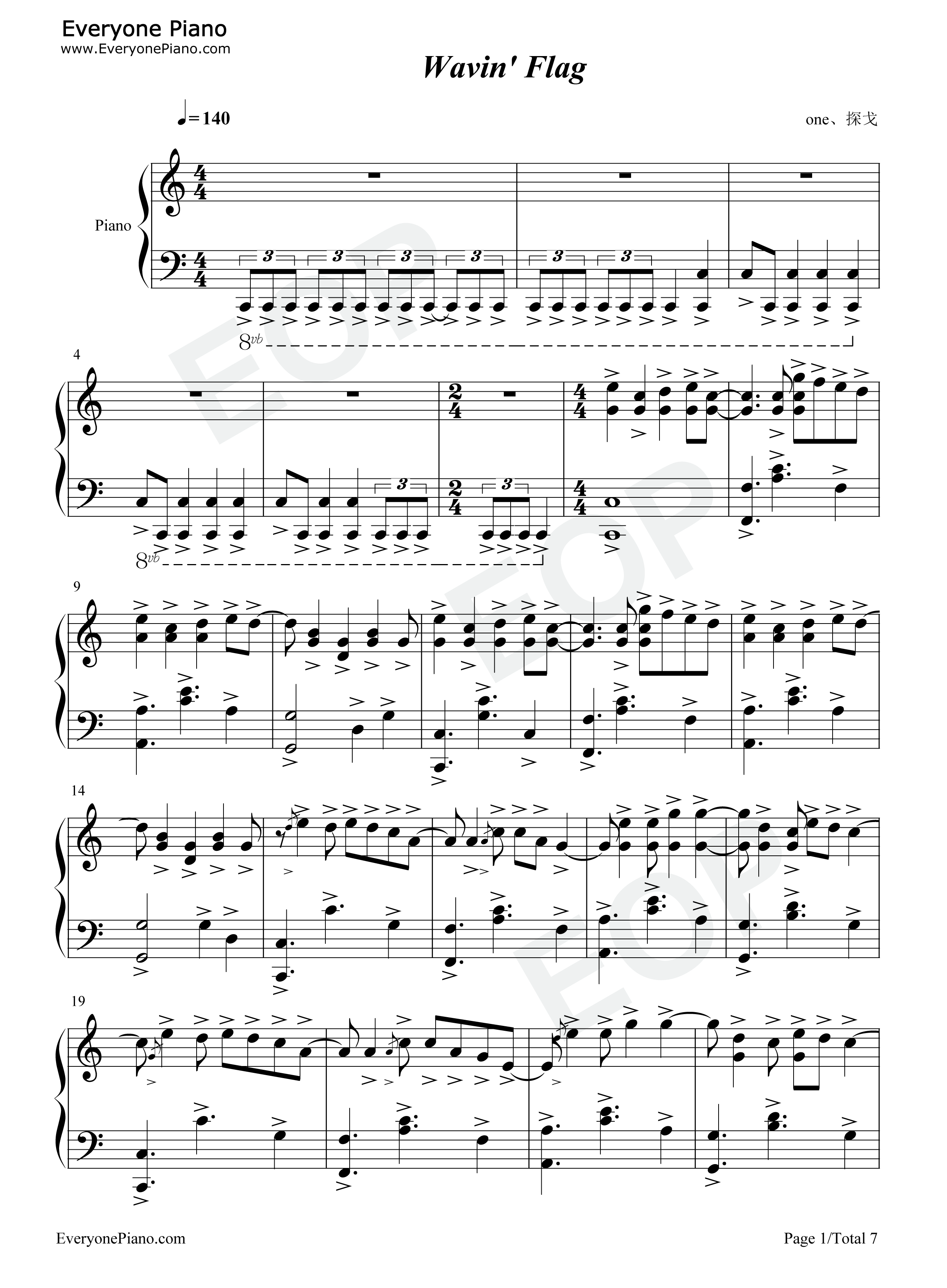 Wavin'_Flag钢琴谱_K'Naan