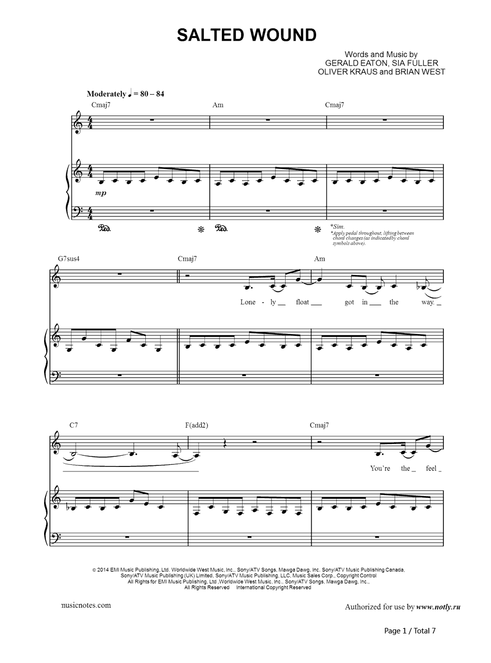 Salted_Wound钢琴谱_Sia