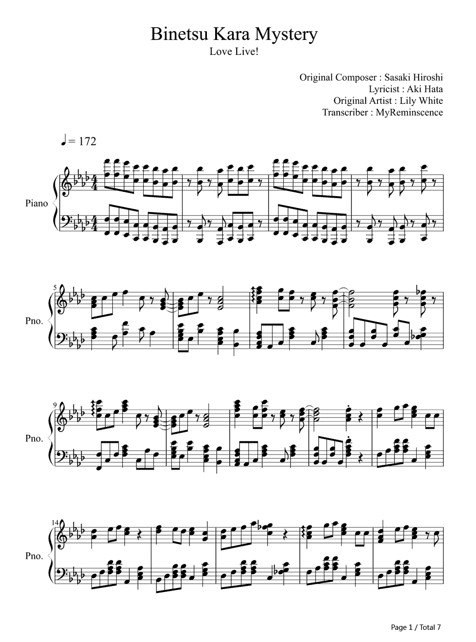 微热からMystery钢琴谱_Lily_White