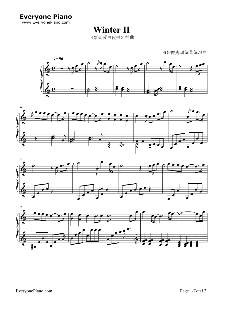 Winter_II钢琴谱_Be_Factory