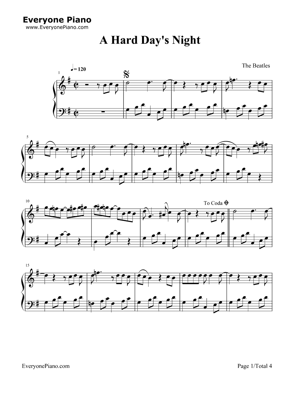 A_Hard_Day's_Night钢琴谱_The_Beatles