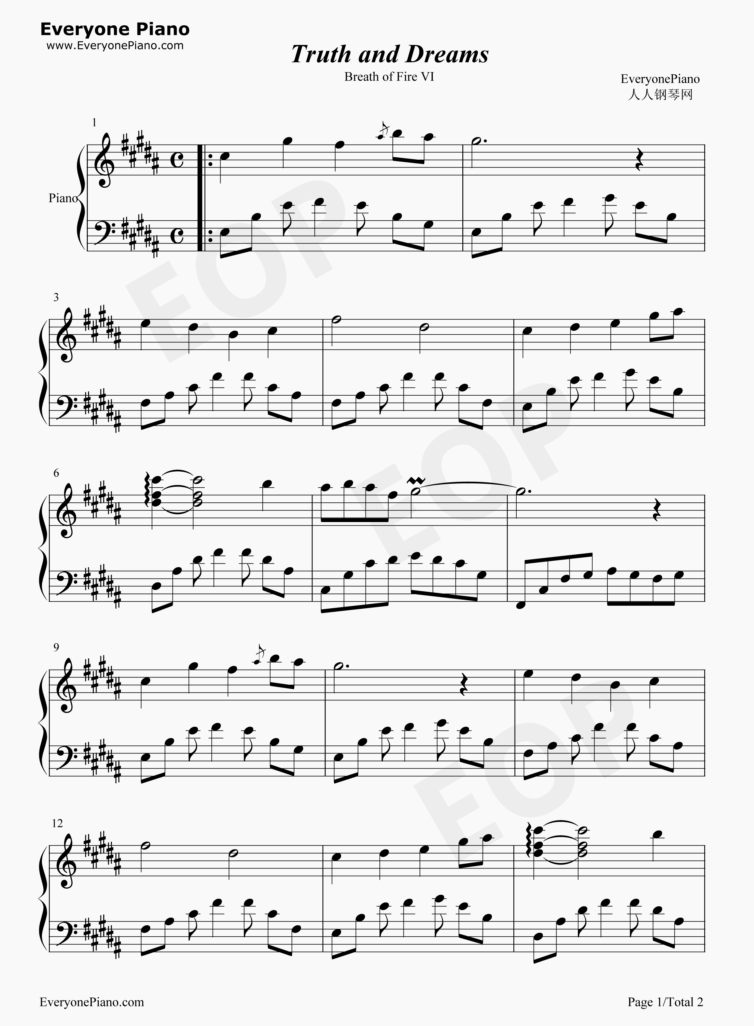 Truth_and_Dreams钢琴谱_青木_佳乃