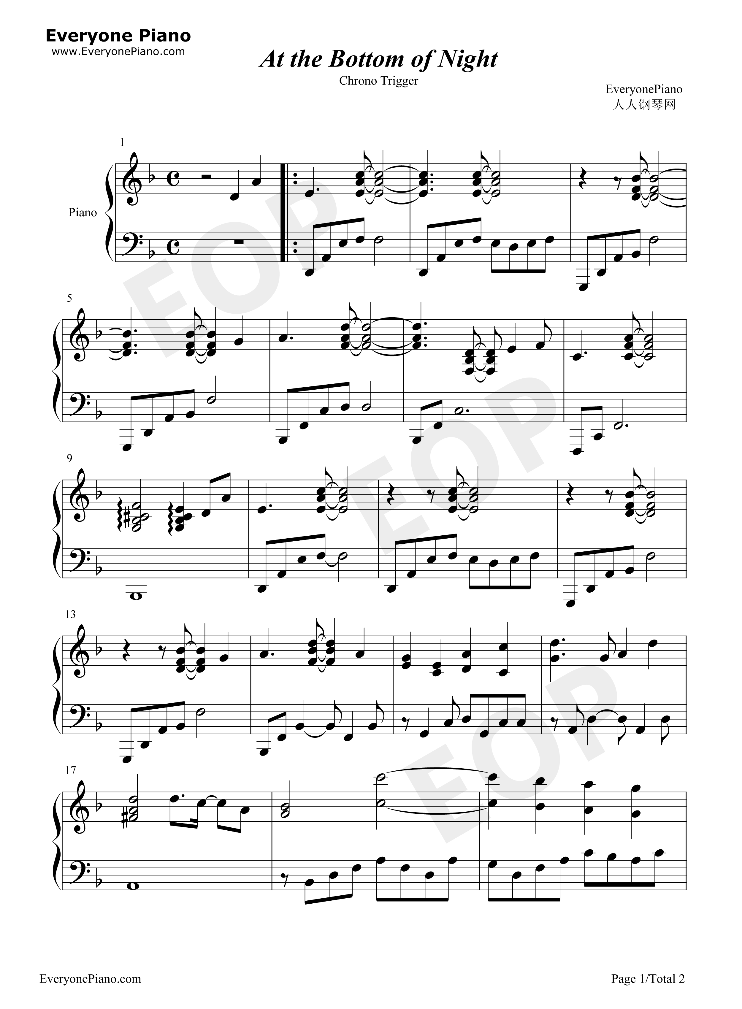 At_the_Bottom_of_the_Night钢琴谱_光田康典