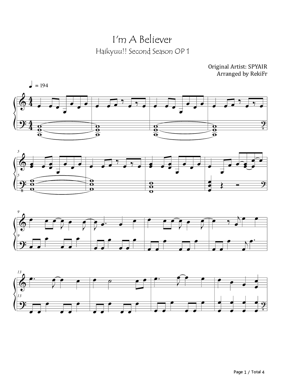I'm_A_Believer钢琴谱_SPYAIR