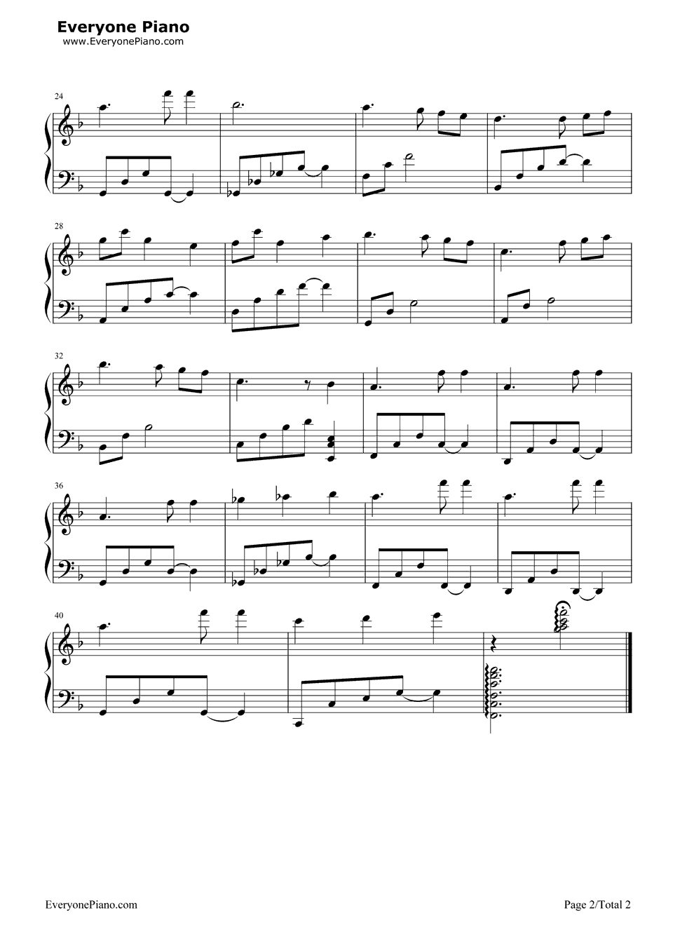 やさしい気持ち钢琴谱_前口涉