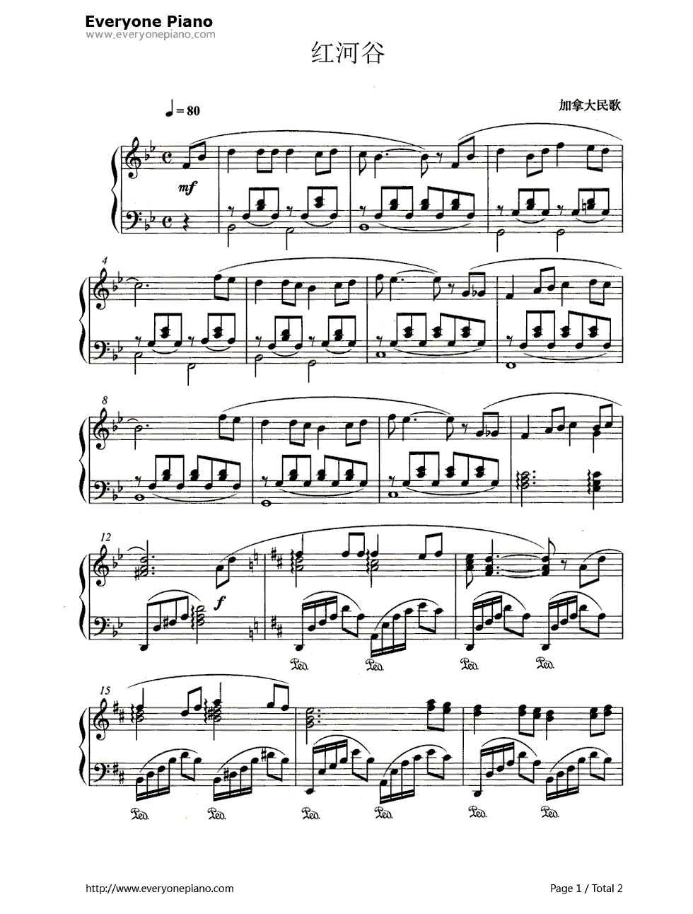 红河谷（Red_River_Valley）钢琴谱_未知