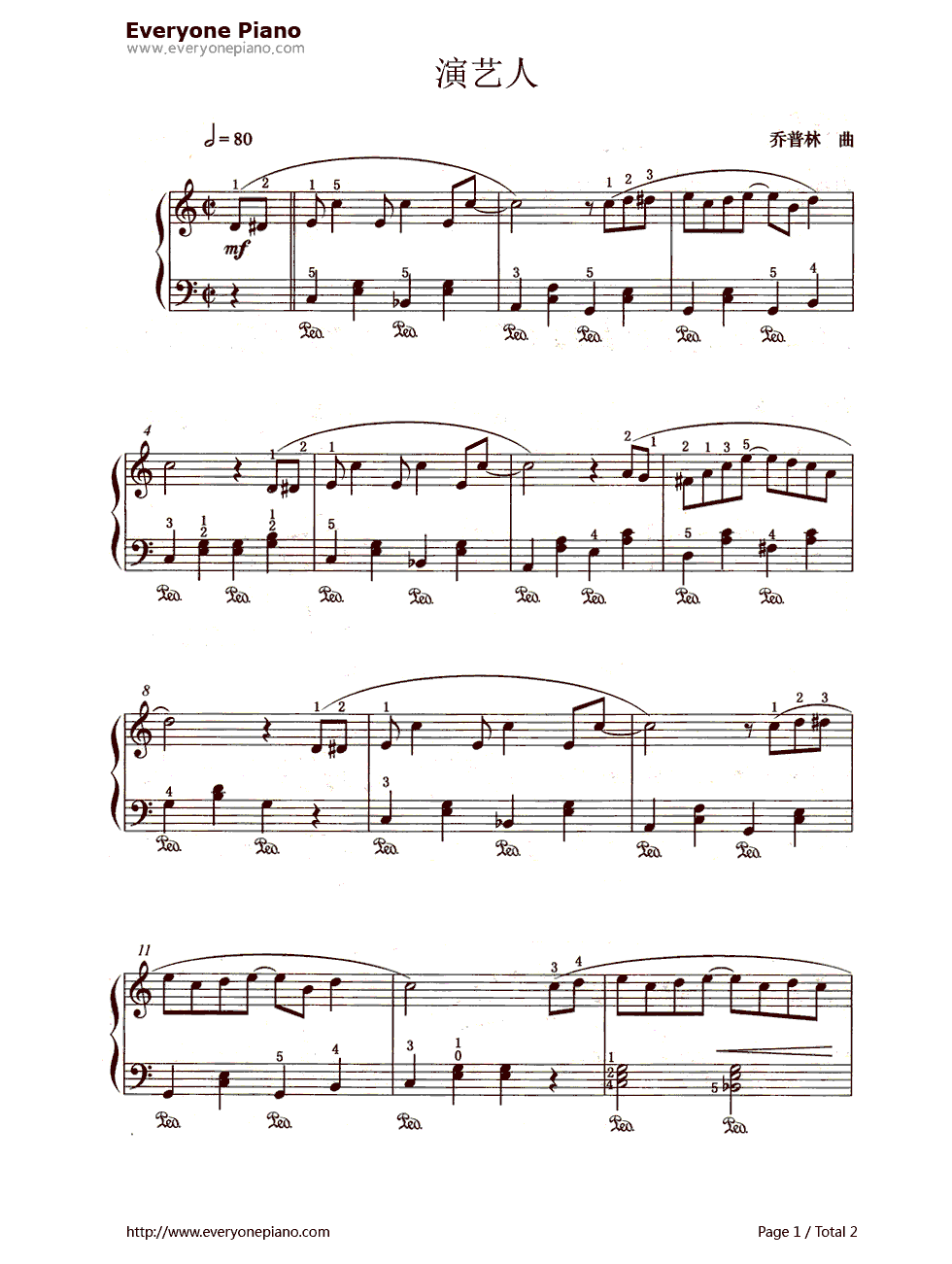 演艺人（Entertainer）钢琴谱_S.乔普林（Scott_Jopin）