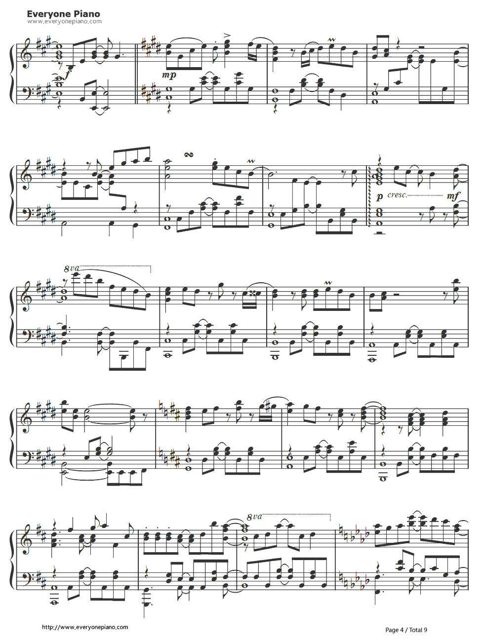 比翼の羽根钢琴谱_eufonius