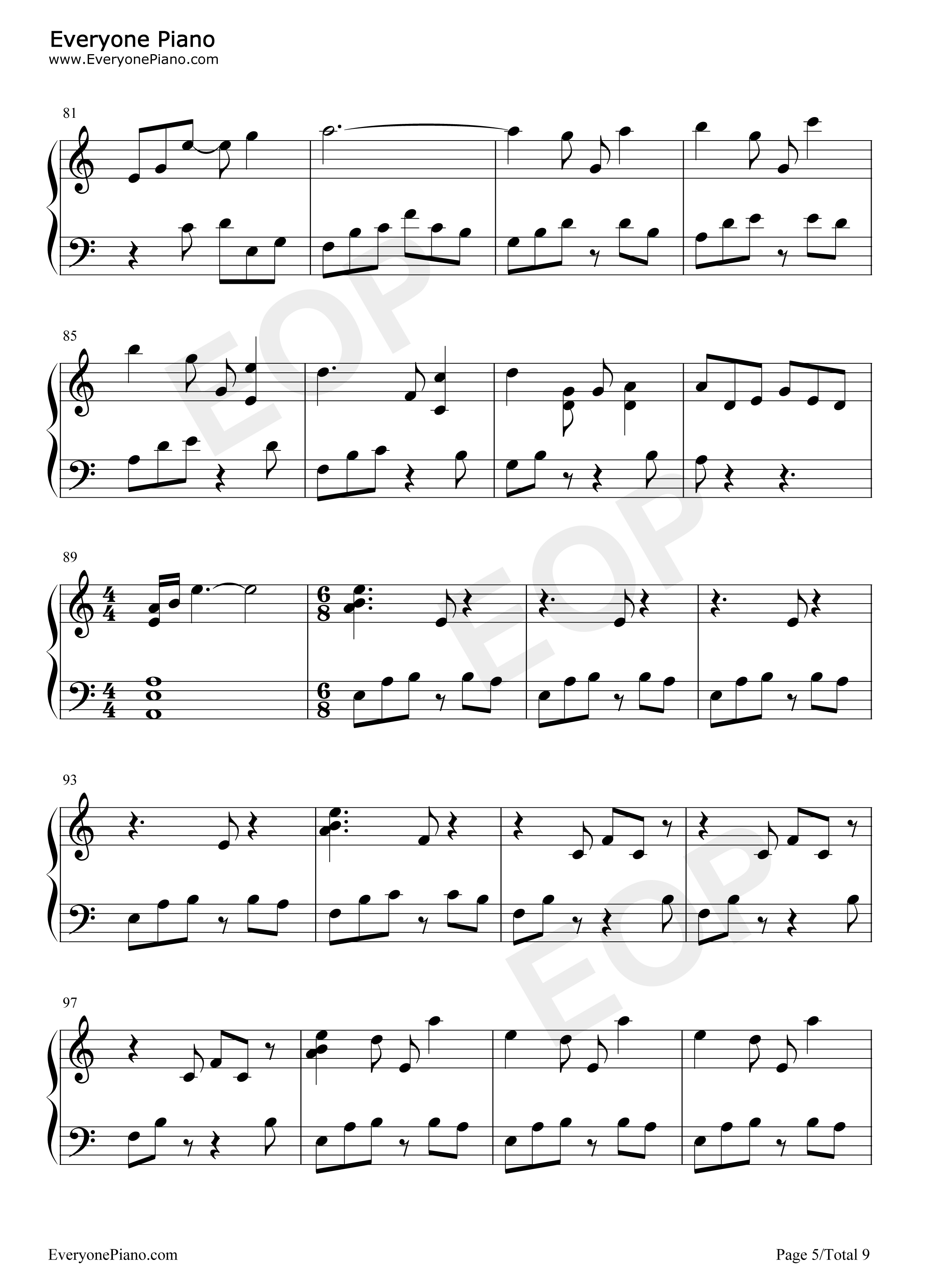 绯想天钢琴谱_东方Project