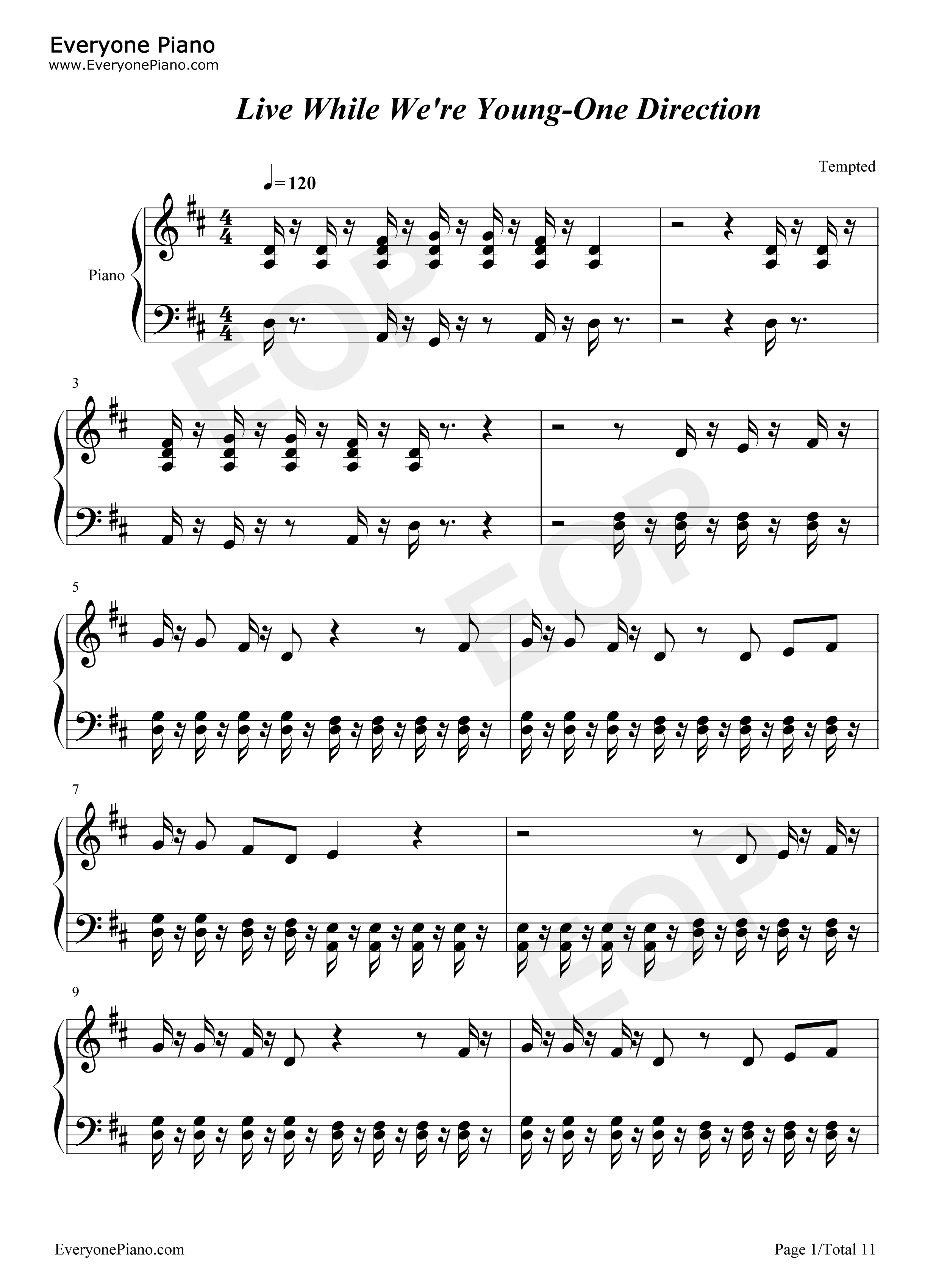 Live_While_We're_Young钢琴谱_One_Direction