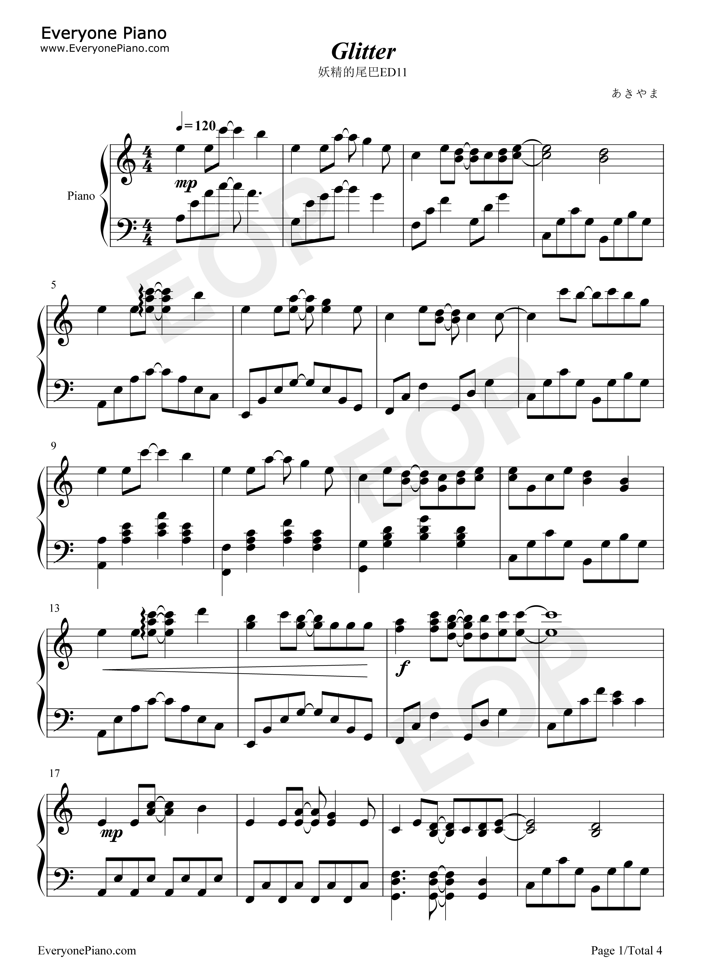 Glitter钢琴谱_森永真由美