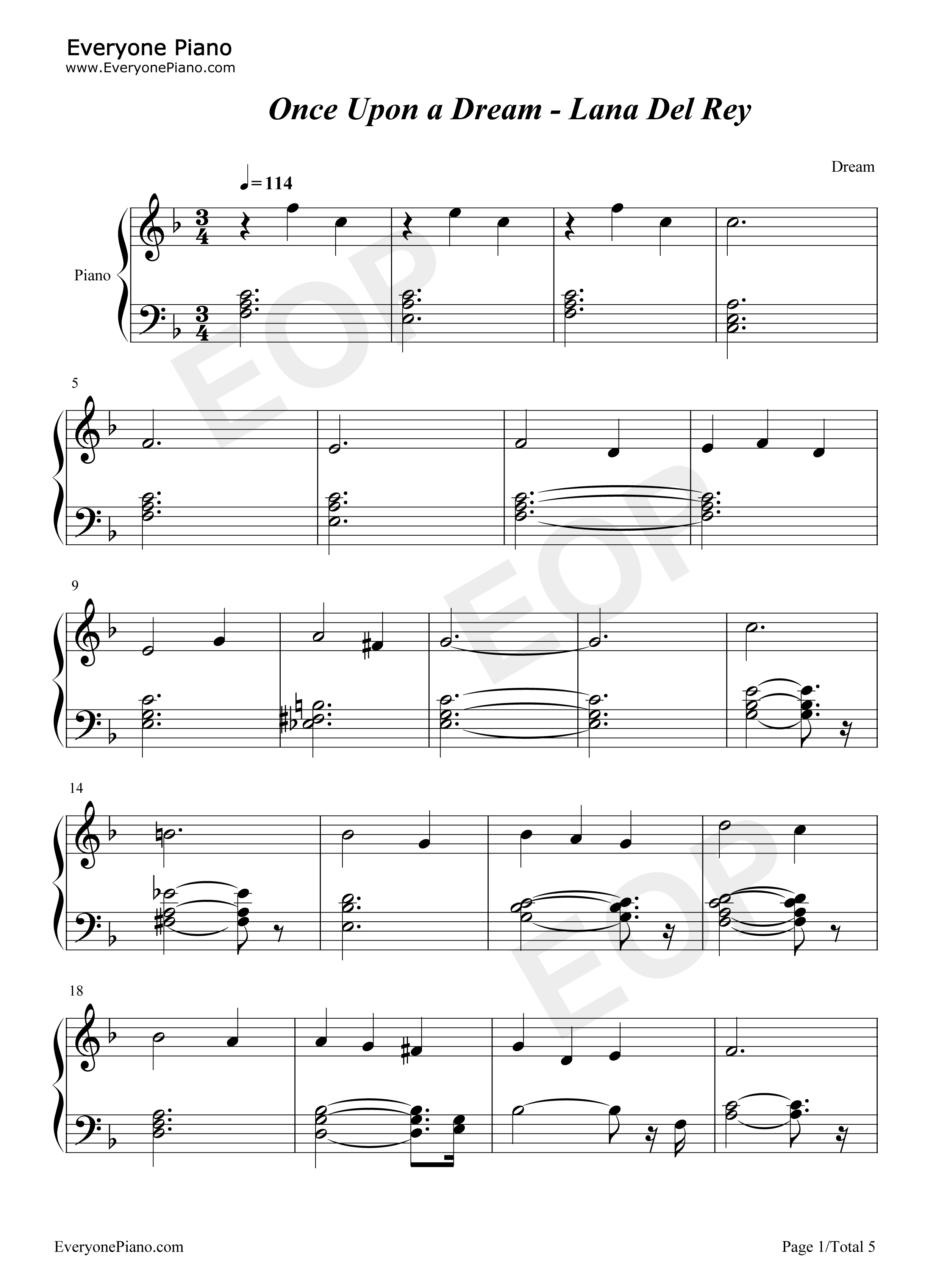 Once_Upon_a_Dream钢琴谱_Lana_Del_Rey
