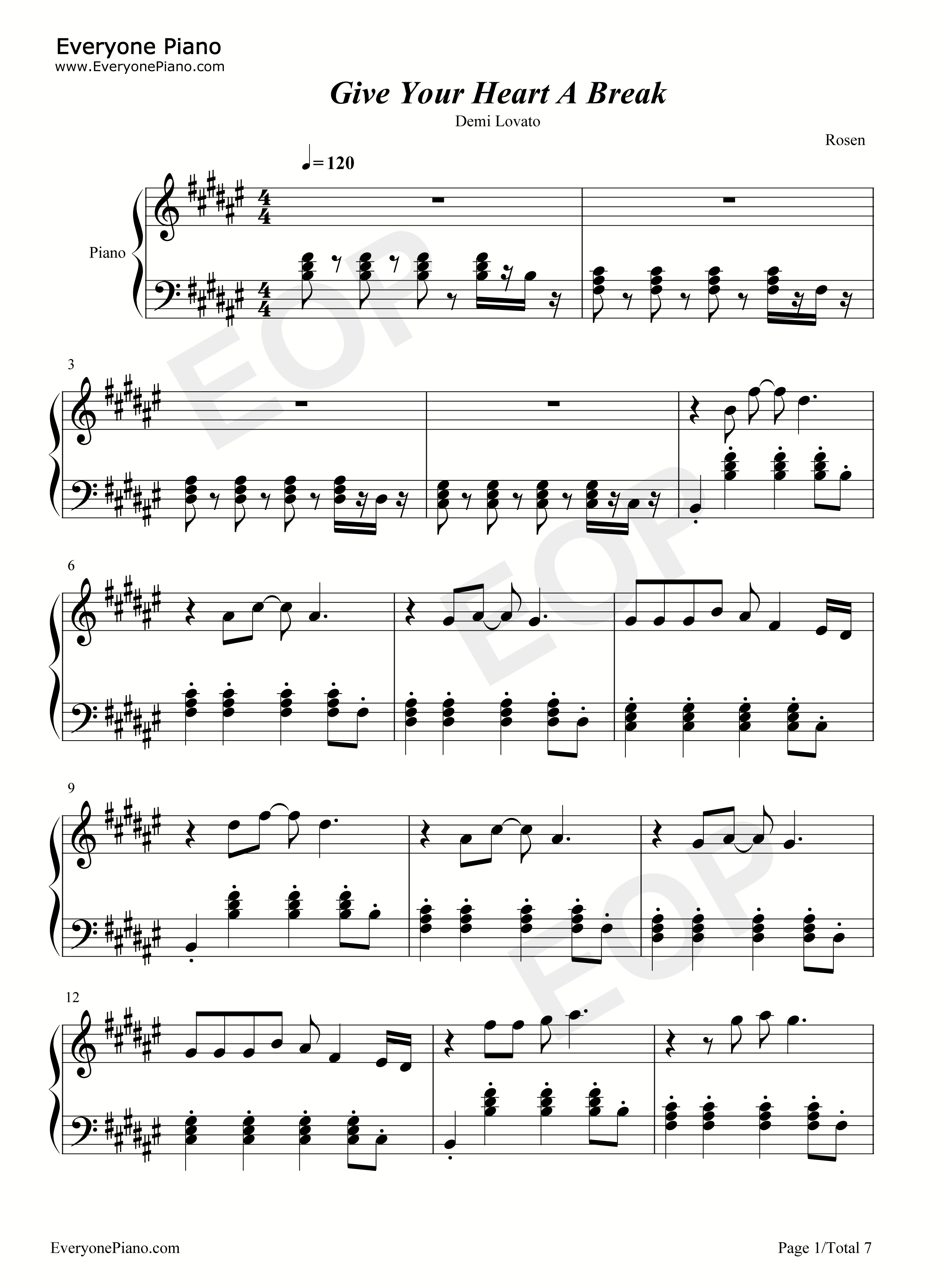 Give_Your_Heart_A_Break钢琴谱_Demi_Lovato