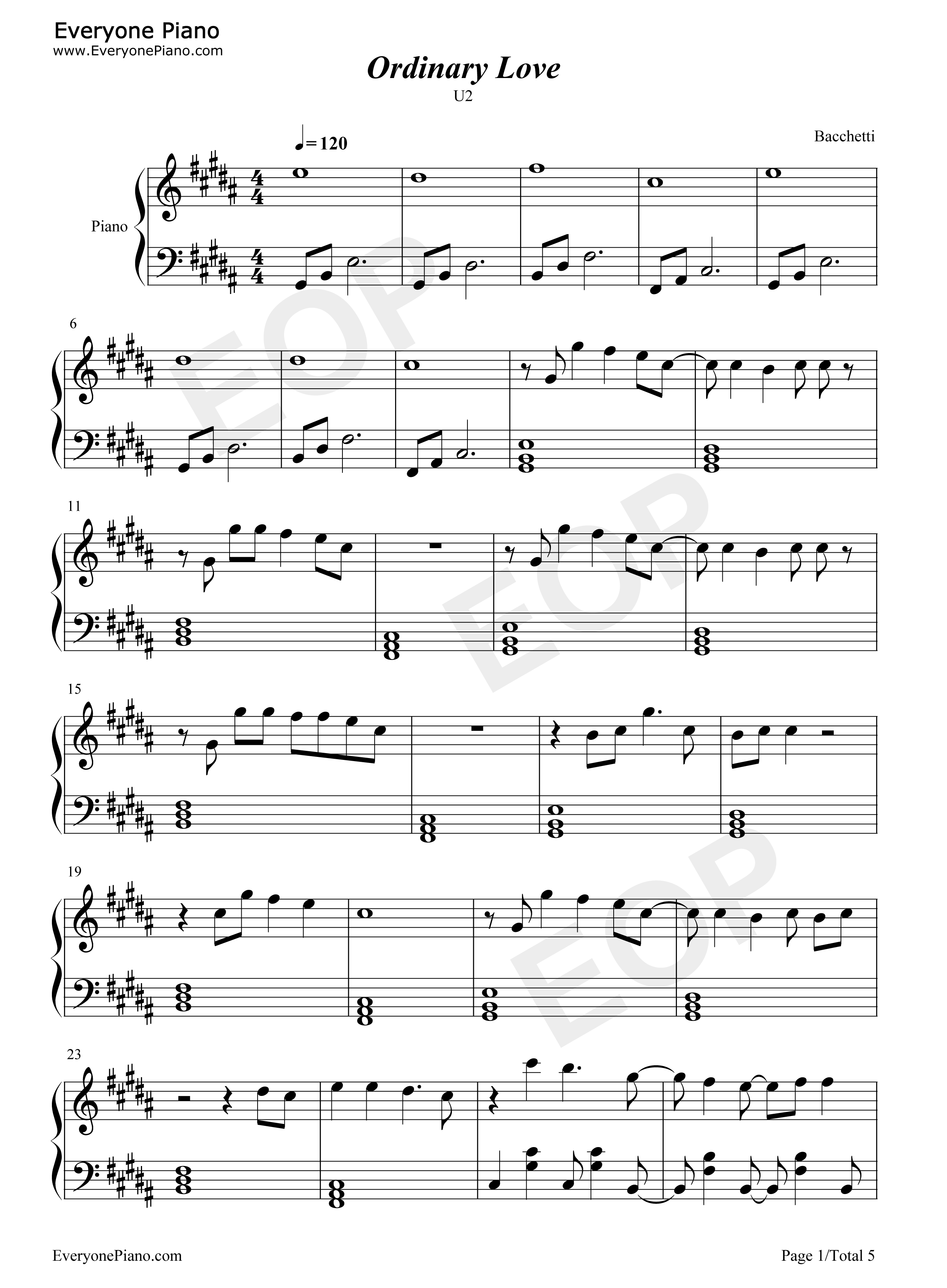 Ordinary_Love钢琴谱_U2