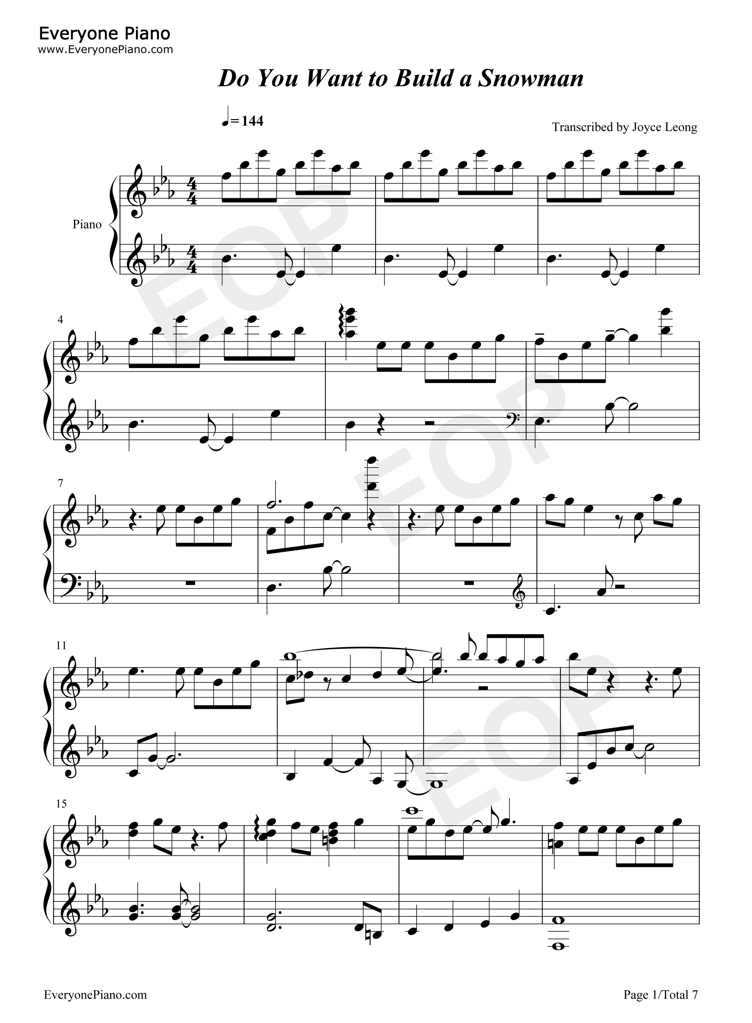 Do_You_Want_to_Build_a_Snowman钢琴版钢琴谱_Kristen_Bell